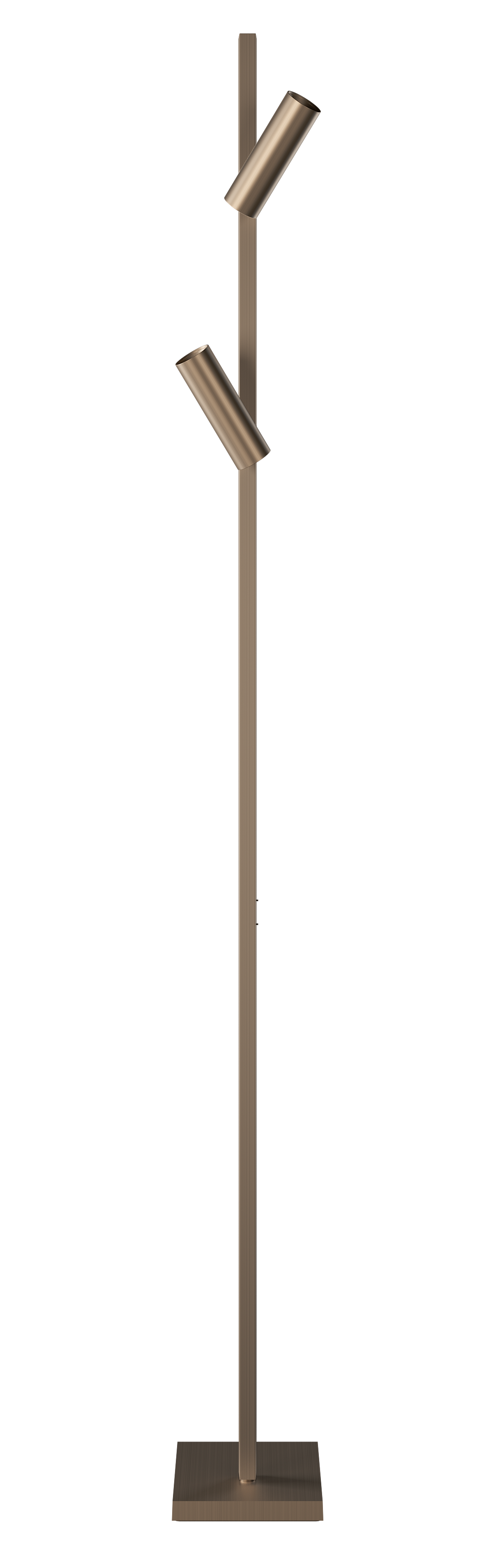 ZEN-X2 Stehleuchte in Bronze mit zwei verstellbaren Strahlern für modernes Wohnzimmerlicht.
