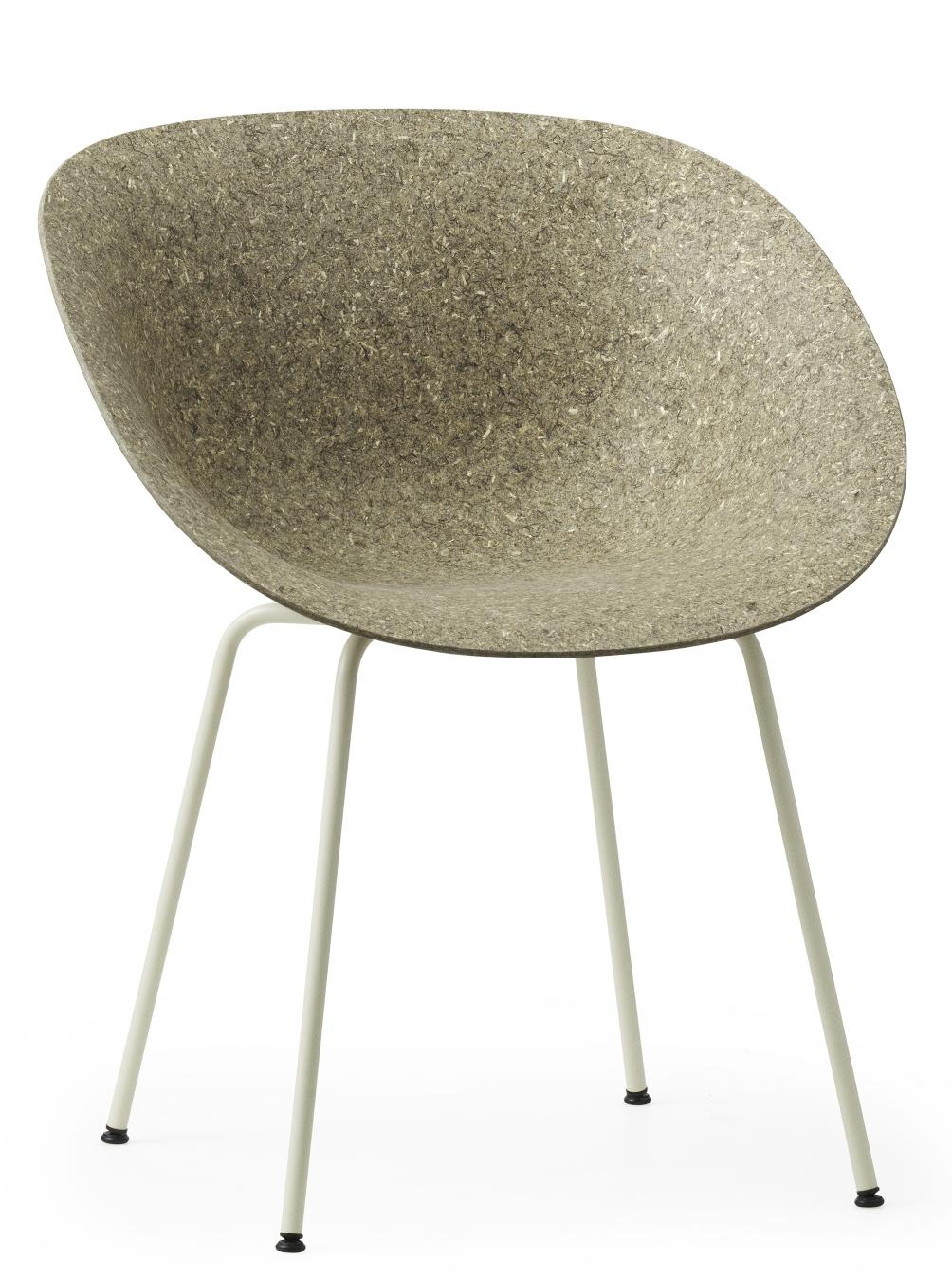 Normann Copenhagen Mat Armchair mit Stahlgestell, Sitzschale aus recyceltem Material, moderner Stuhl für Esszimmer und Büro.