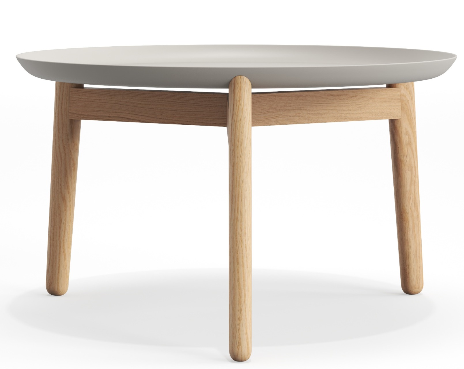 Plaisir 2 Beistelltisch von Zeitraum, Aluminium Tischplatte in Grau mit hellem Holzgestell, H 32 cm.