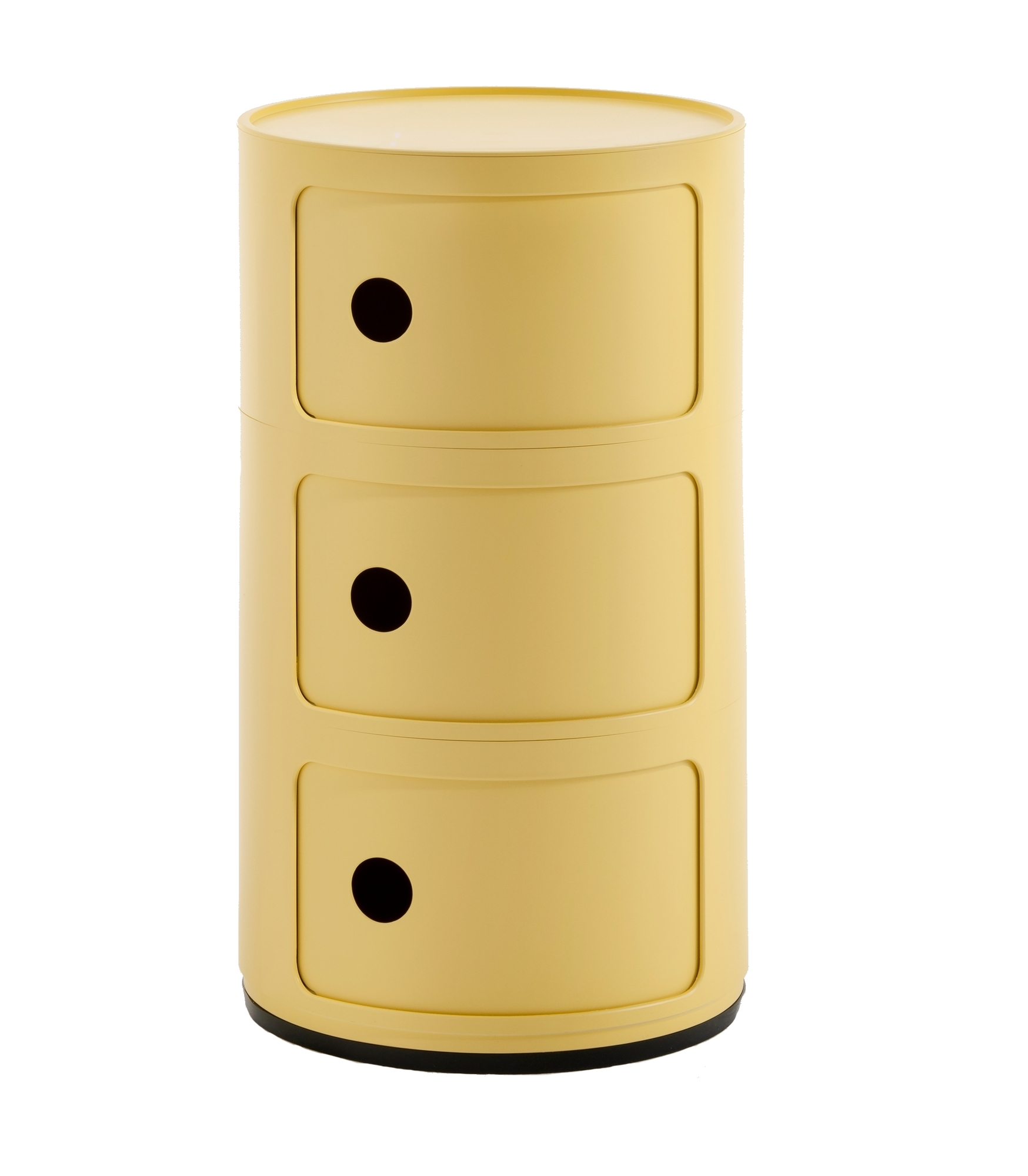 Cremefarbener Componibili BIO 3er Turm von Kartell: Moderner Nachttisch mit drei Fächern.