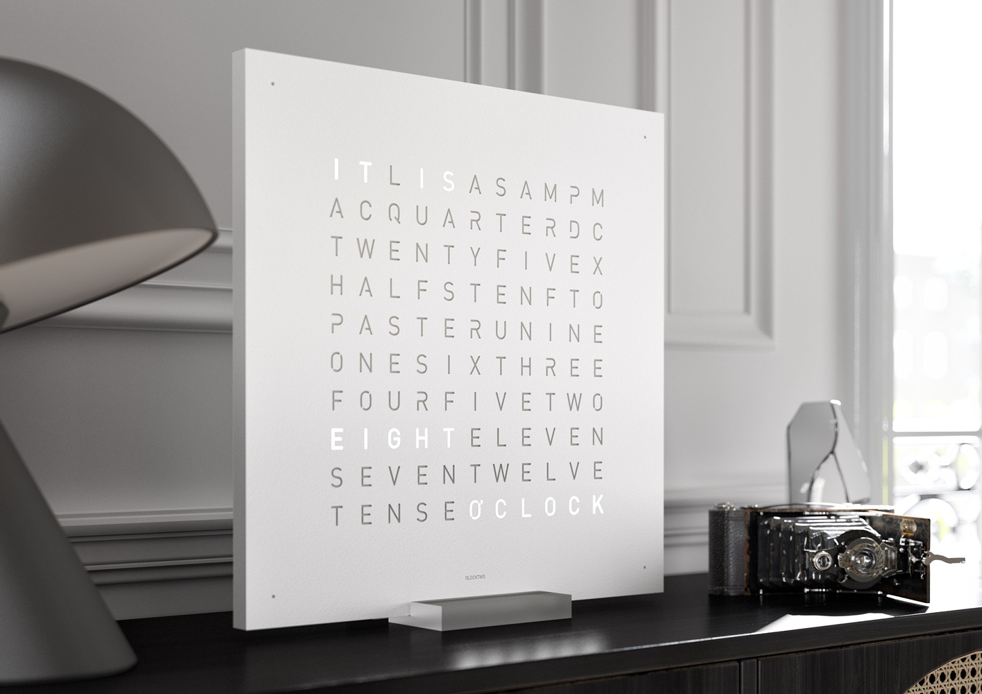 Earth 45 Steel Series Wandklok / Tijdsobject Duits QLOCKTWO