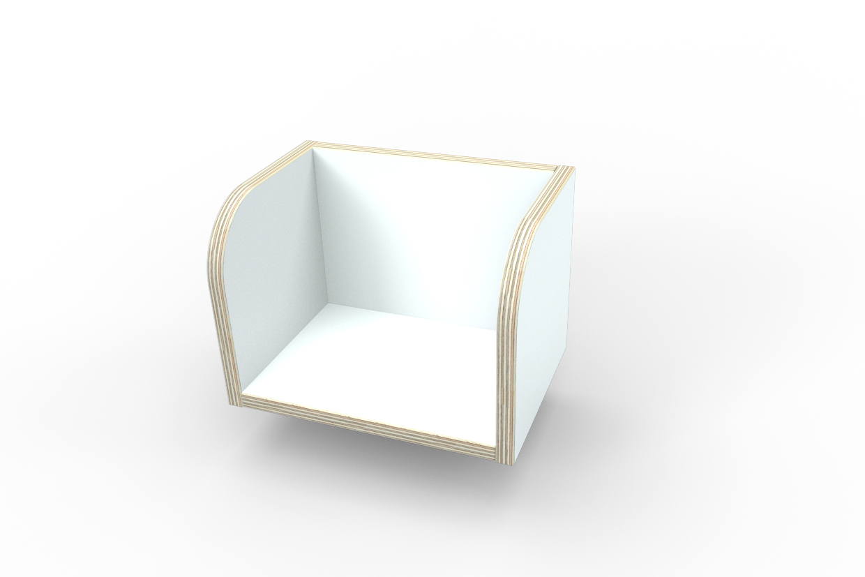 Growing Table Regalsystem: Einzelnes, weißes Regalelement aus Holz, Teil des 9-teiligen Sets.