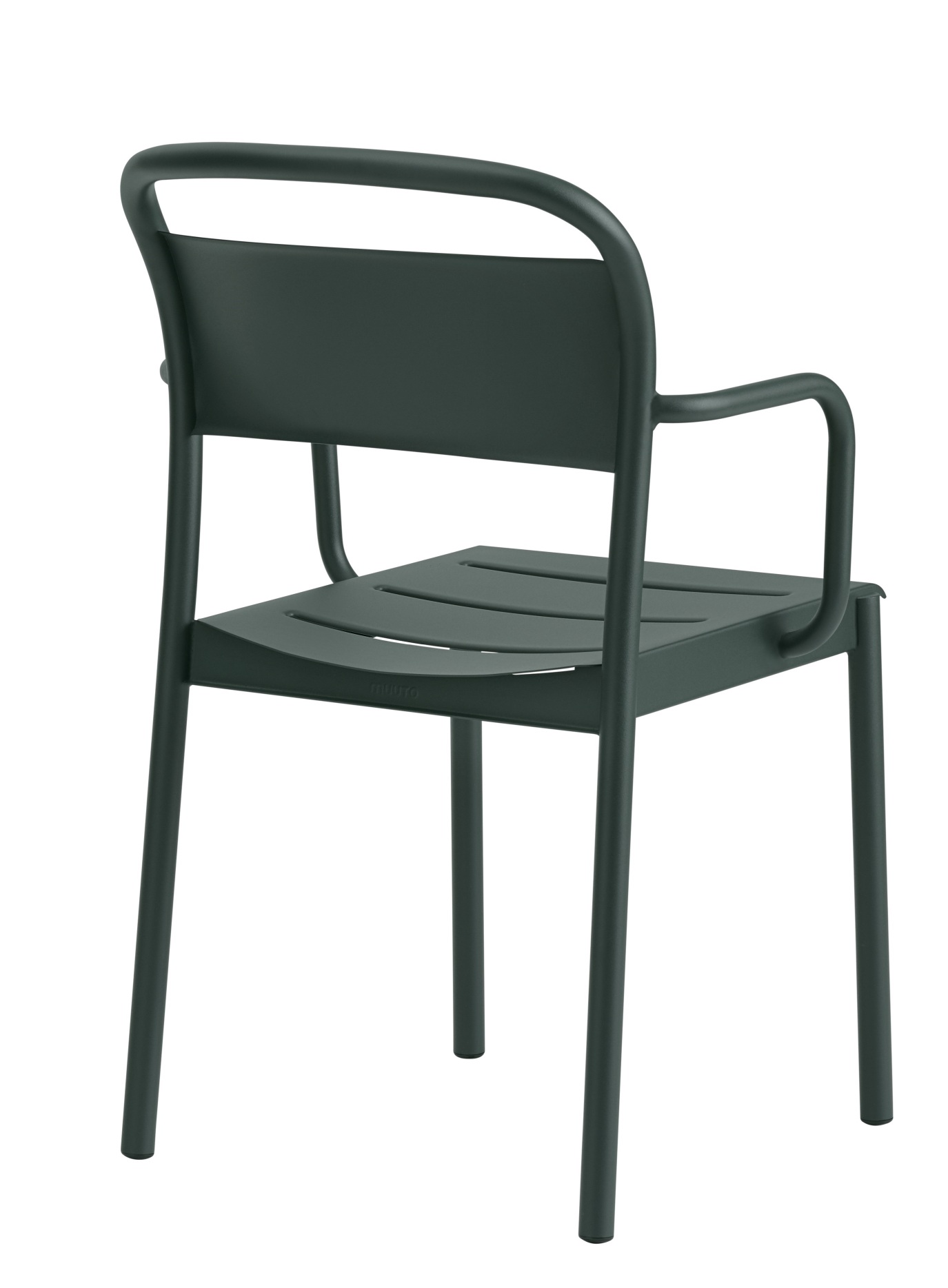 Muuto Linear Steel Armchair Outdoor in Grau, moderner Armlehnenstuhl für Garten und Terrasse.