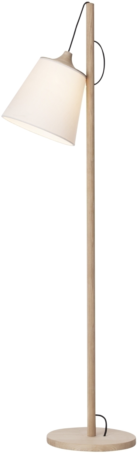 Muuto Pull Floor Lamp Stehleuchte aus hellem Holz mit weißem Lampenschirm, modernes Design.