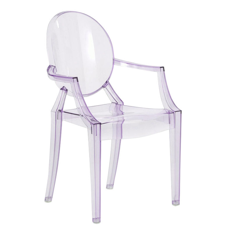 Lila Lou Lou Ghost Kinderstuhl von Kartell, moderner transparenter Design Stuhl für Kinder.
