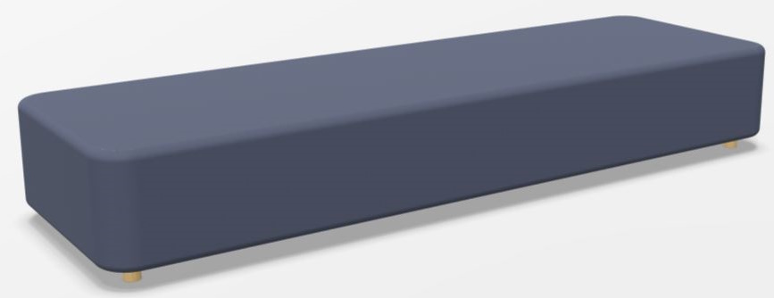 Mezza Sofa Sitzelement von Cascando in blau mit abgerundeten Ecken und kleinen Füßen.