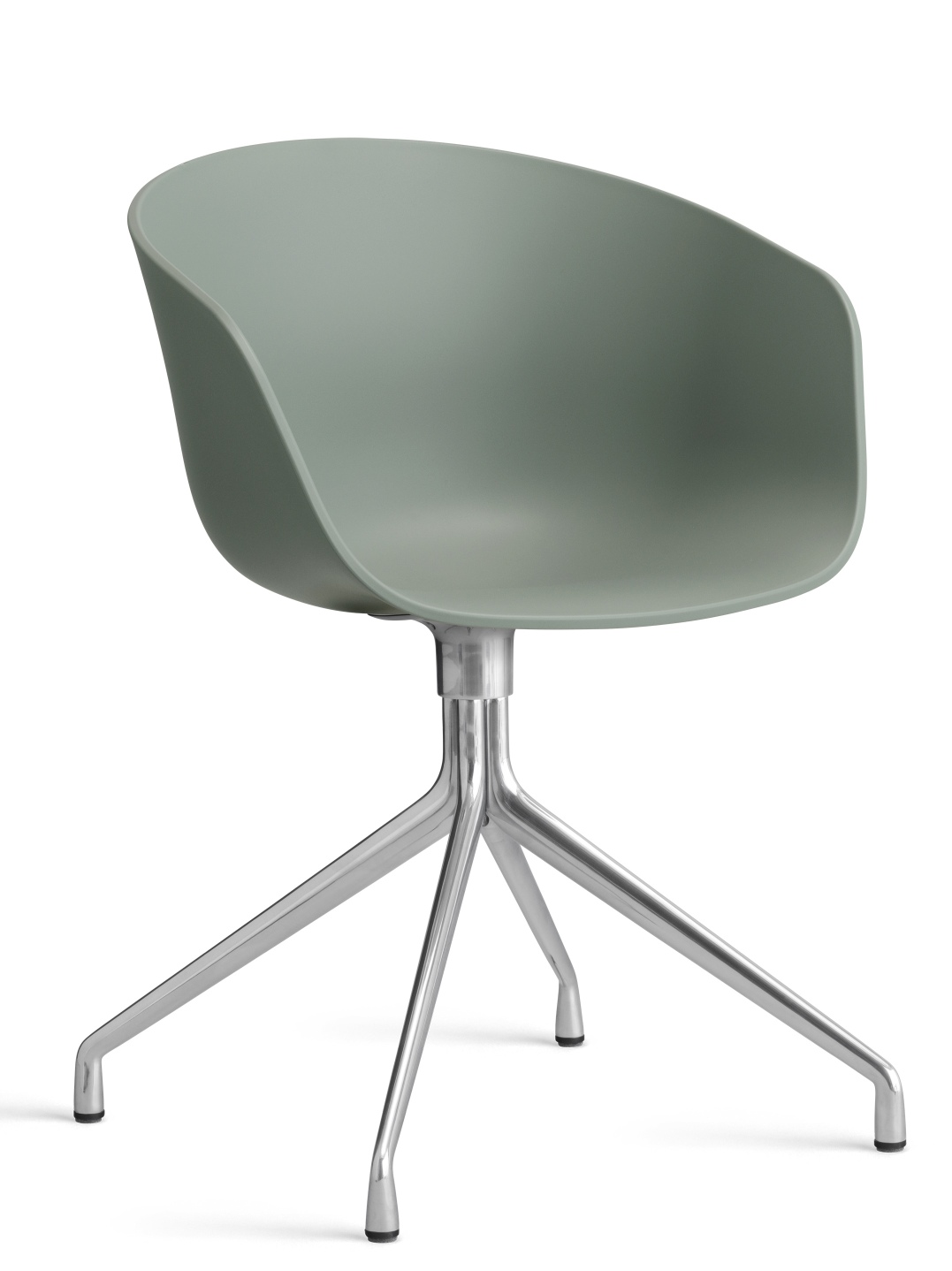 About A Chair AAC20 von Hay, Bürostuhl mit Armlehne und Drehgestell aus Aluminium, grüne Sitzschale.