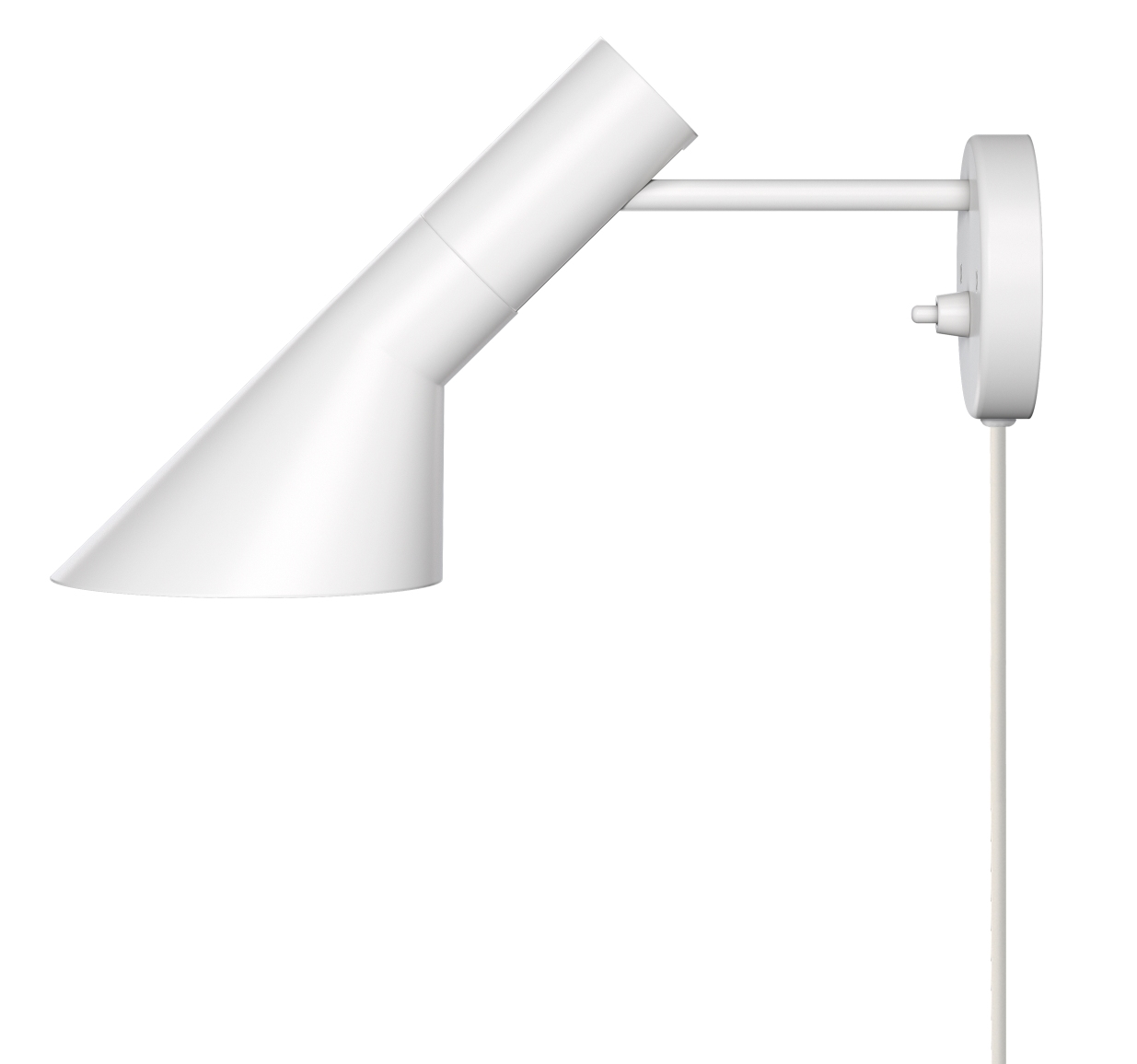 Weiße AJ Wandleuchte von Louis Poulsen, modernes Design für Innenbeleuchtung mit schwenkbarem Lampenkopf.