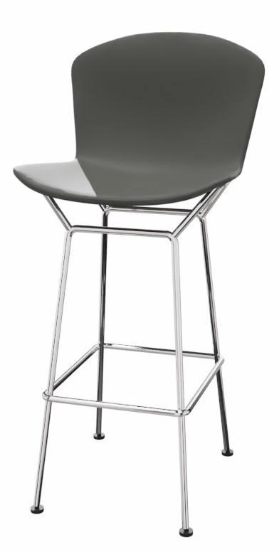 Grauer Bertoia Barhocker von Knoll International mit verchromtem Gestell für die Theke.