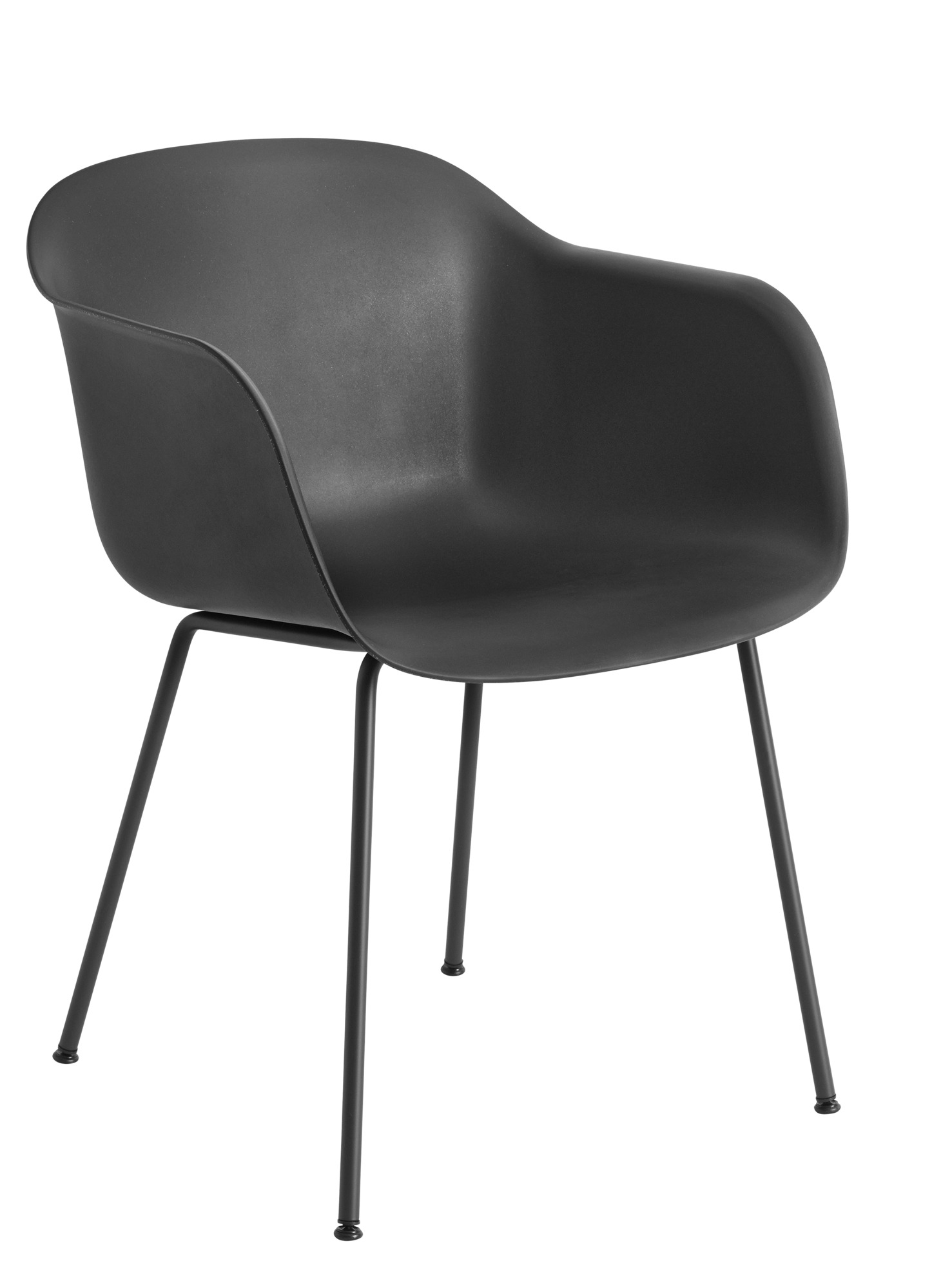 Schwarzer Fiber Armchair von Muuto mit Stahlrohrgestell, moderner Design Stuhl für Wohnzimmer und Büro.