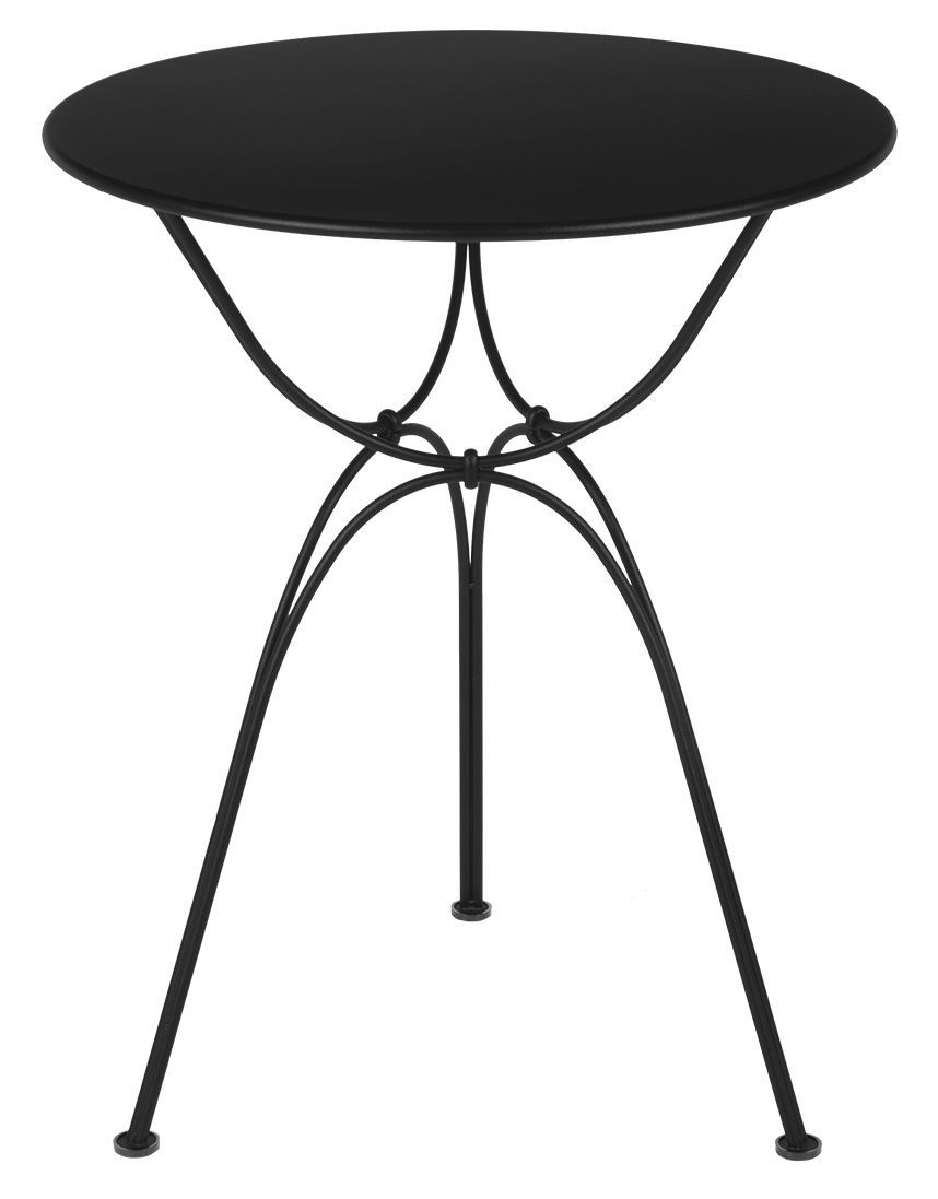 Schwarzer Airloop Tisch Ø 60 cm von Fermob, runder Gartentisch mit filigranem Metallgestell für den Außenbereich.