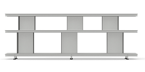 Zoll D Regal von Nils Holger Moormann, modernes, modulares Regalsystem in Grau, freistehend.