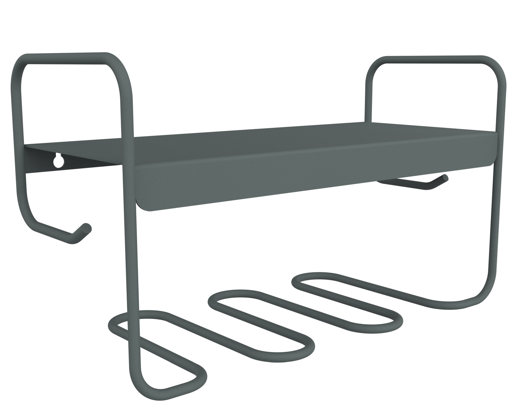 Graues Picolino Wandregal von Fermob für drinnen und draußen, modernes Design mit Ablagefläche und Haken.