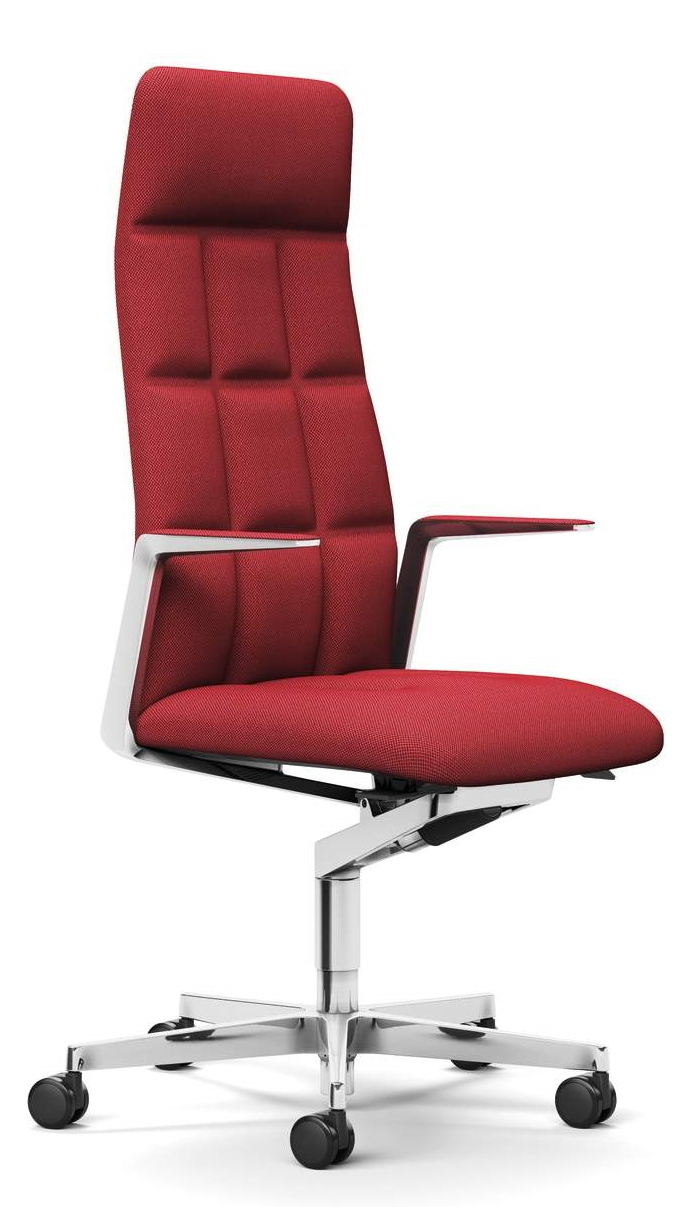 Leadchair Bürostuhl von Walter Knoll in Rot mit hoher Rückenlehne und Armlehnen.