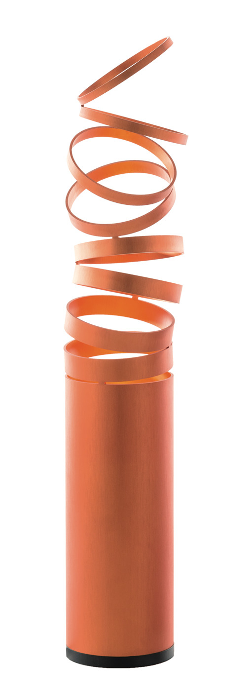 Orange Artemide Decompose' Tischleuchte mit zylindrischem Lampenschirm und schwebenden Ringen, modernes Design.