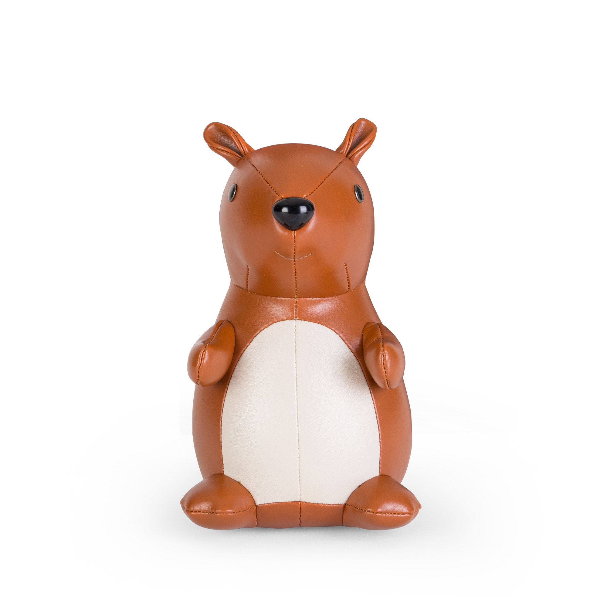 Buchstütze in Eichhörnchen-Form, tan und weiß, von Züny. Dekorative Buchstütze für Kinderzimmer und Wohnbereich.