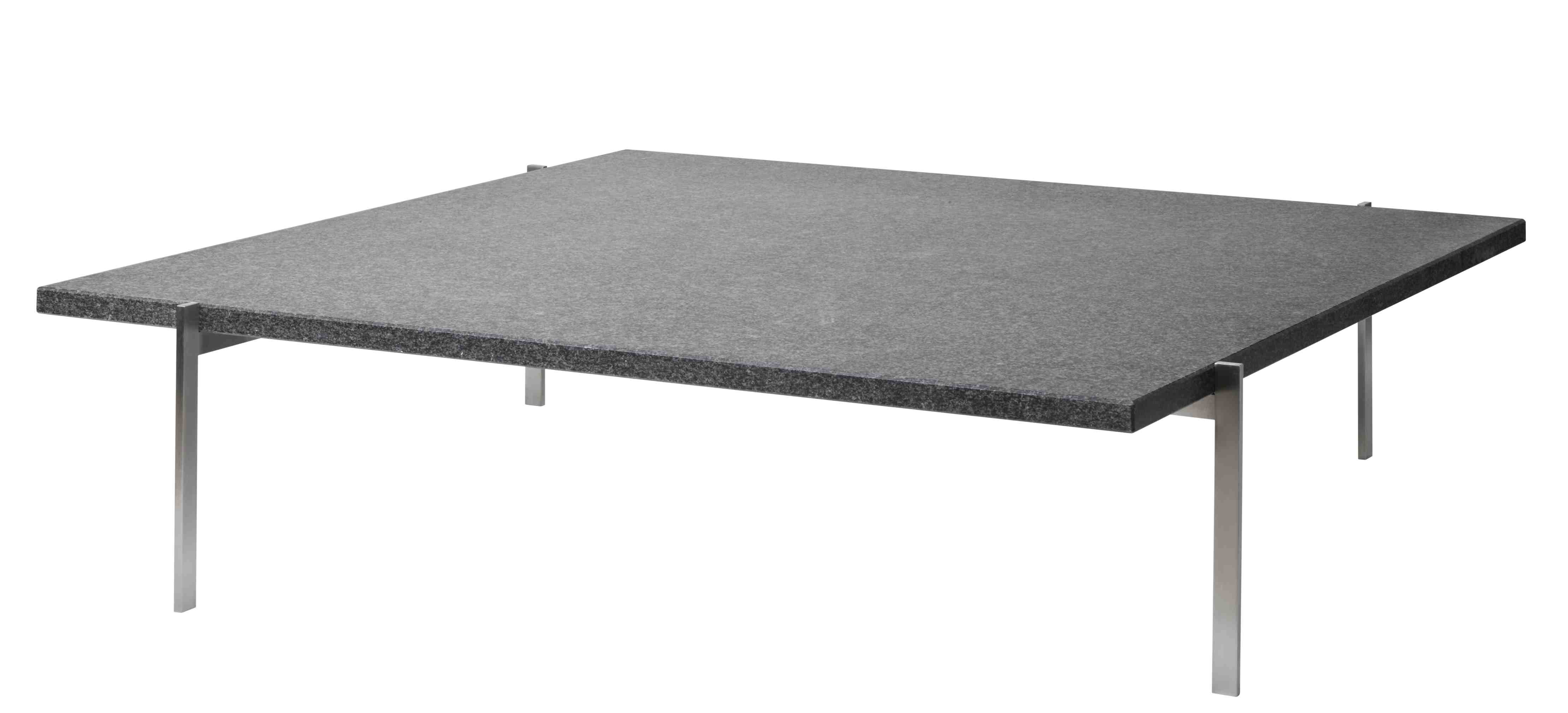 PK61 Couchtisch von Fritz Hansen mit quadratischer, grauer Tischplatte aus Granit und Stahlgestell.