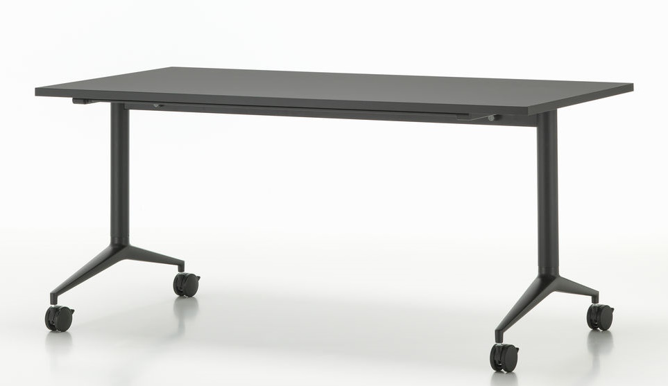 Vitra MedaMorph Klapptisch in Anthrazit mit Rollen, ideal als flexibler Arbeitstisch für Büro.