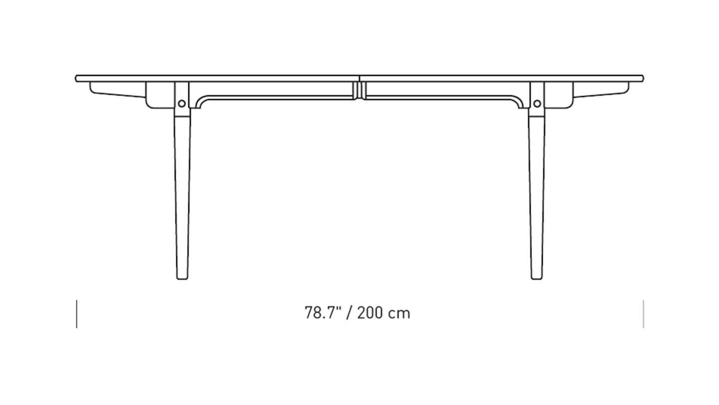 CH338I/CH339 Einlegeplatte für Carl Hansen & Søn Esstisch, technische Zeichnung mit Maßen.