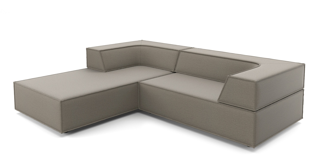 Cor Trio Basis Sofa Sitzelemente in Beige, modernes modulares Ecksofa mit Ottomane für Wohnzimmer.