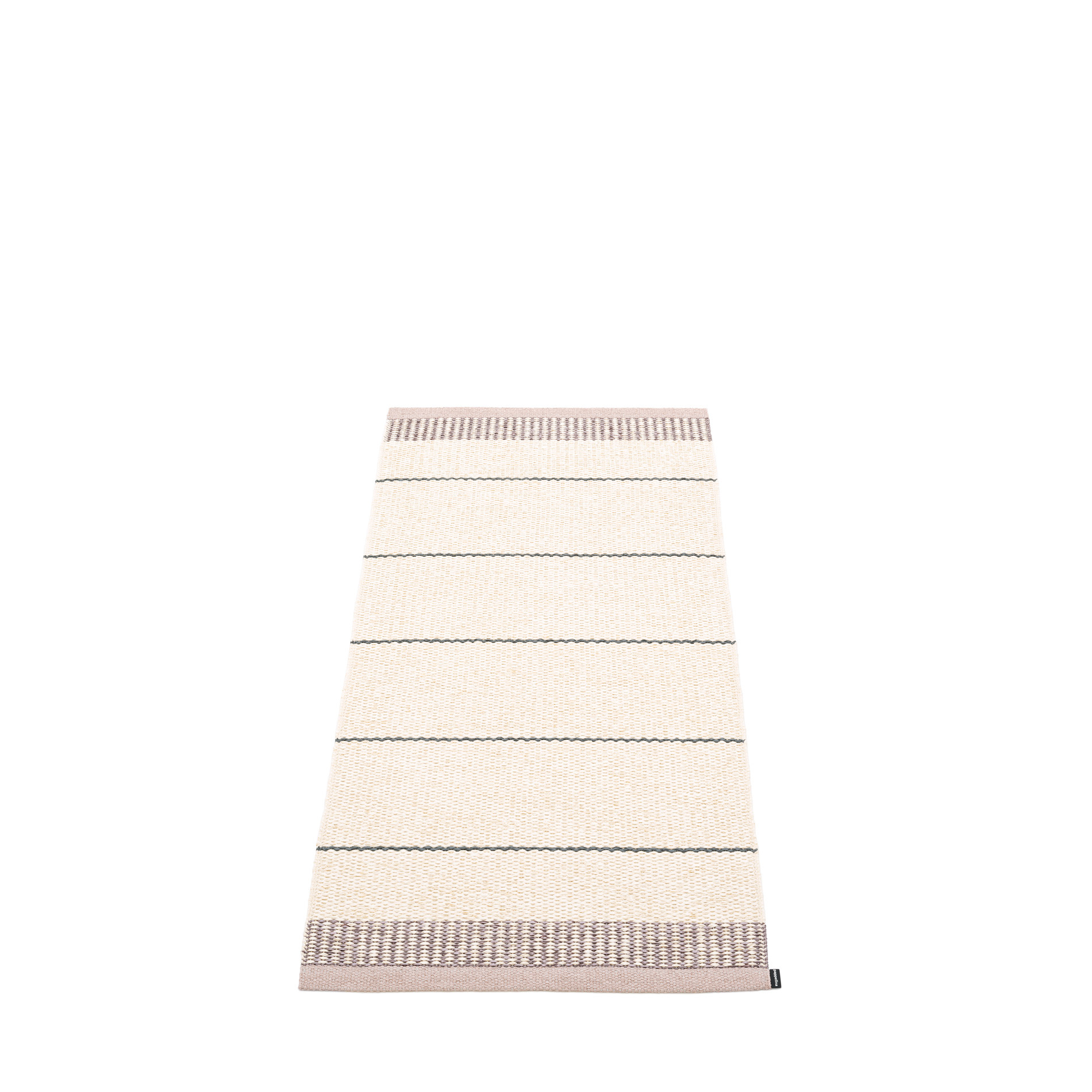 Belle Pappelina Kunststoffteppich 60x125 cm: Beige Teppich mit Streifenmuster, ideal für Küche und Bad.