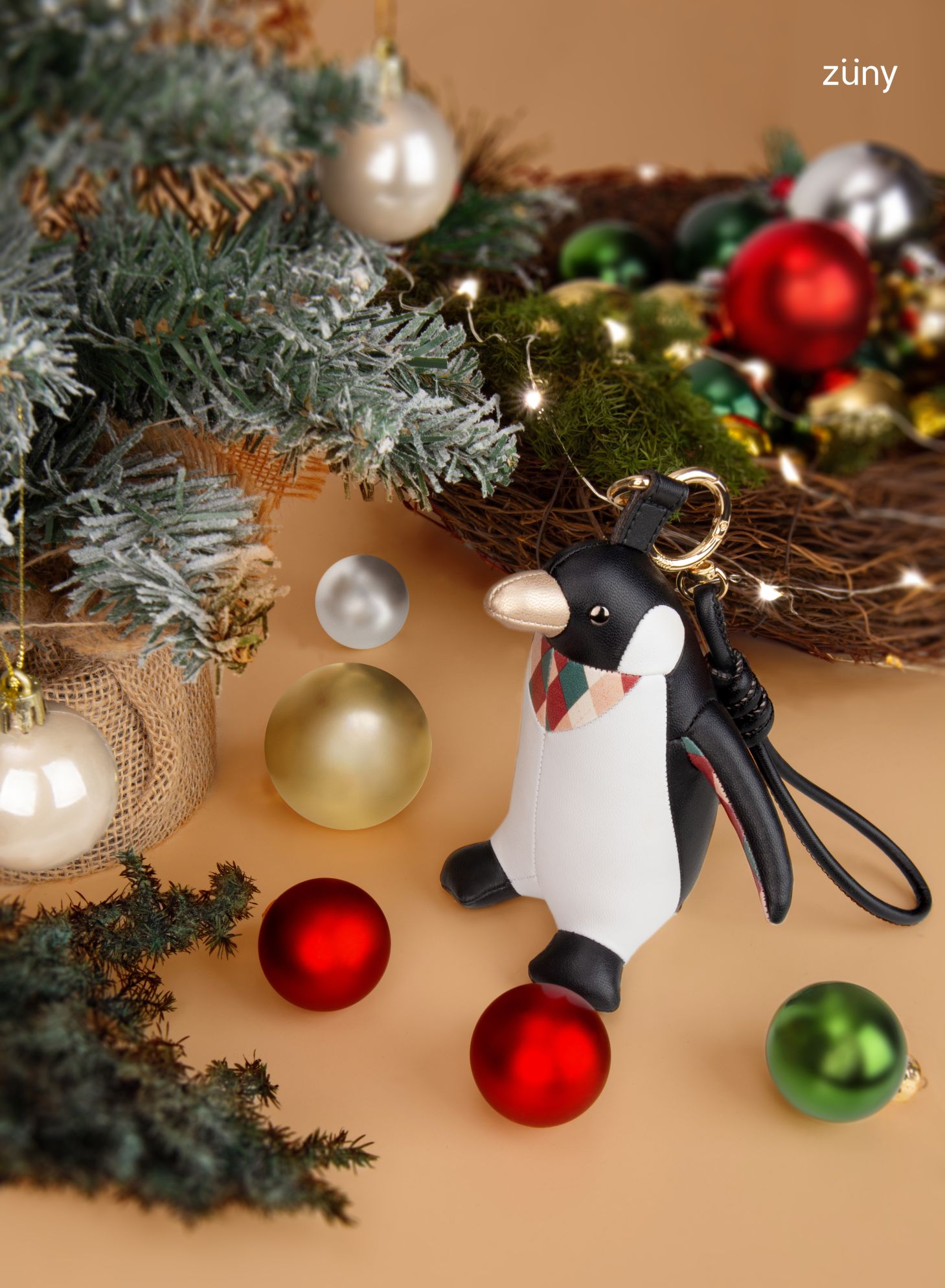 Züny Pinguin Taschenanhänger als Weihnachtsdeko, festlicher Schlüsselanhänger für Taschen und Rucksäcke, niedlicher Pinguin-Charm.