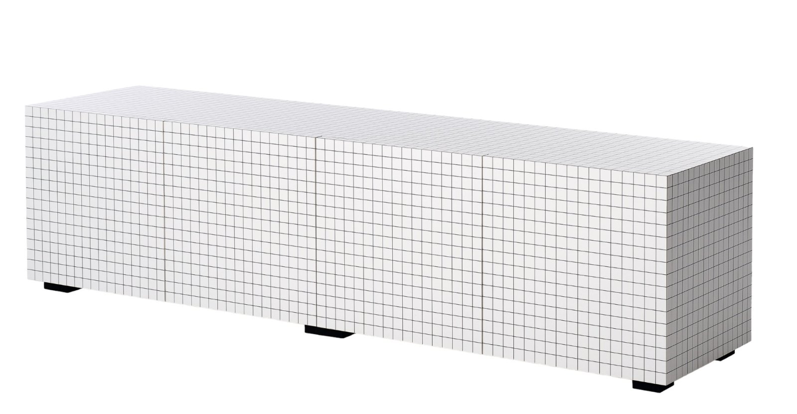 Weißes Quaderna Sideboard von Zanotta mit schwarzem Rastermuster, modernes Design für Wohnzimmer und Büro.