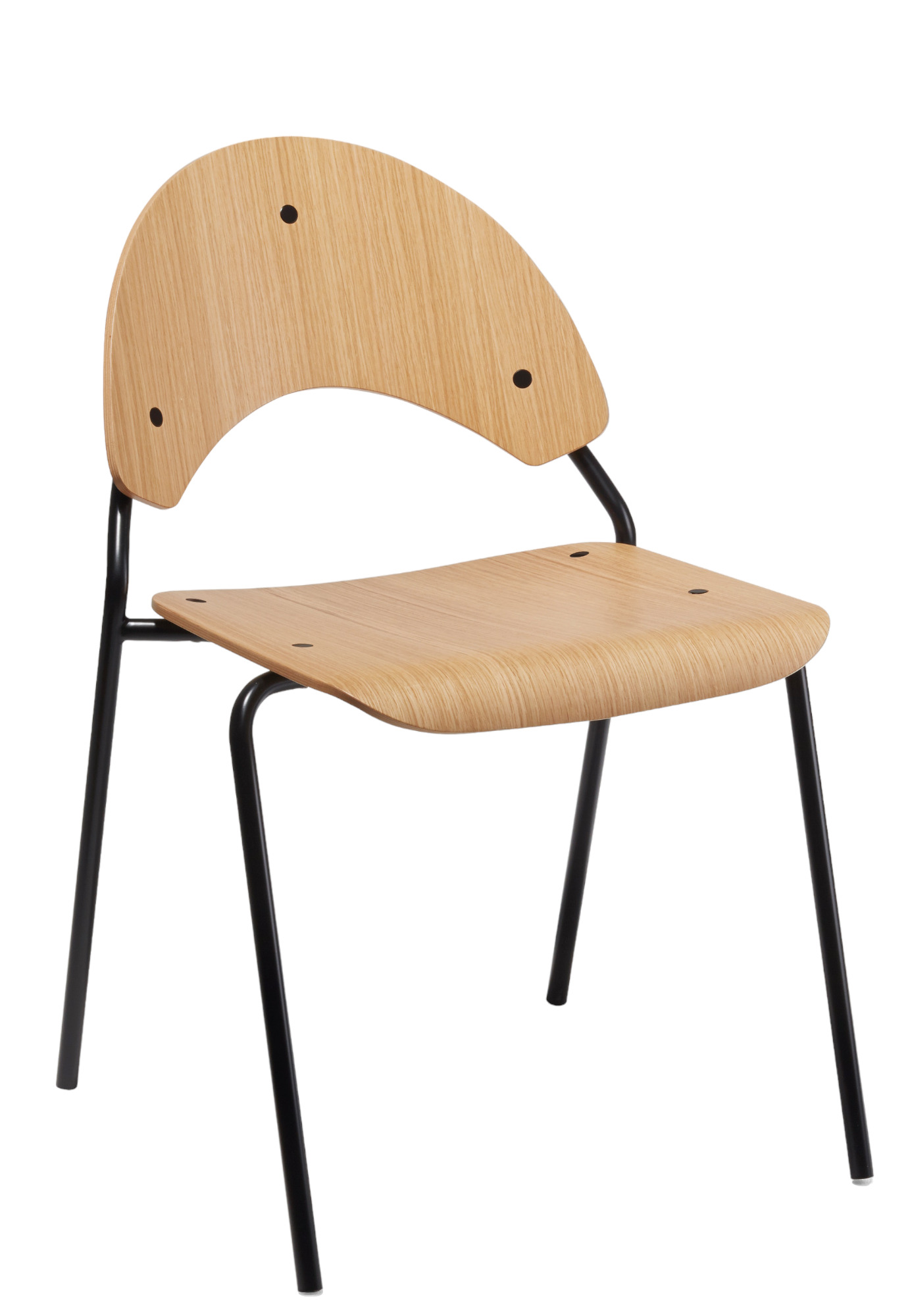 Frog Stuhl von Richard Lampert, Holzstuhl mit schwarzem Metallgestell, Designstuhl für Esszimmer und Büro.