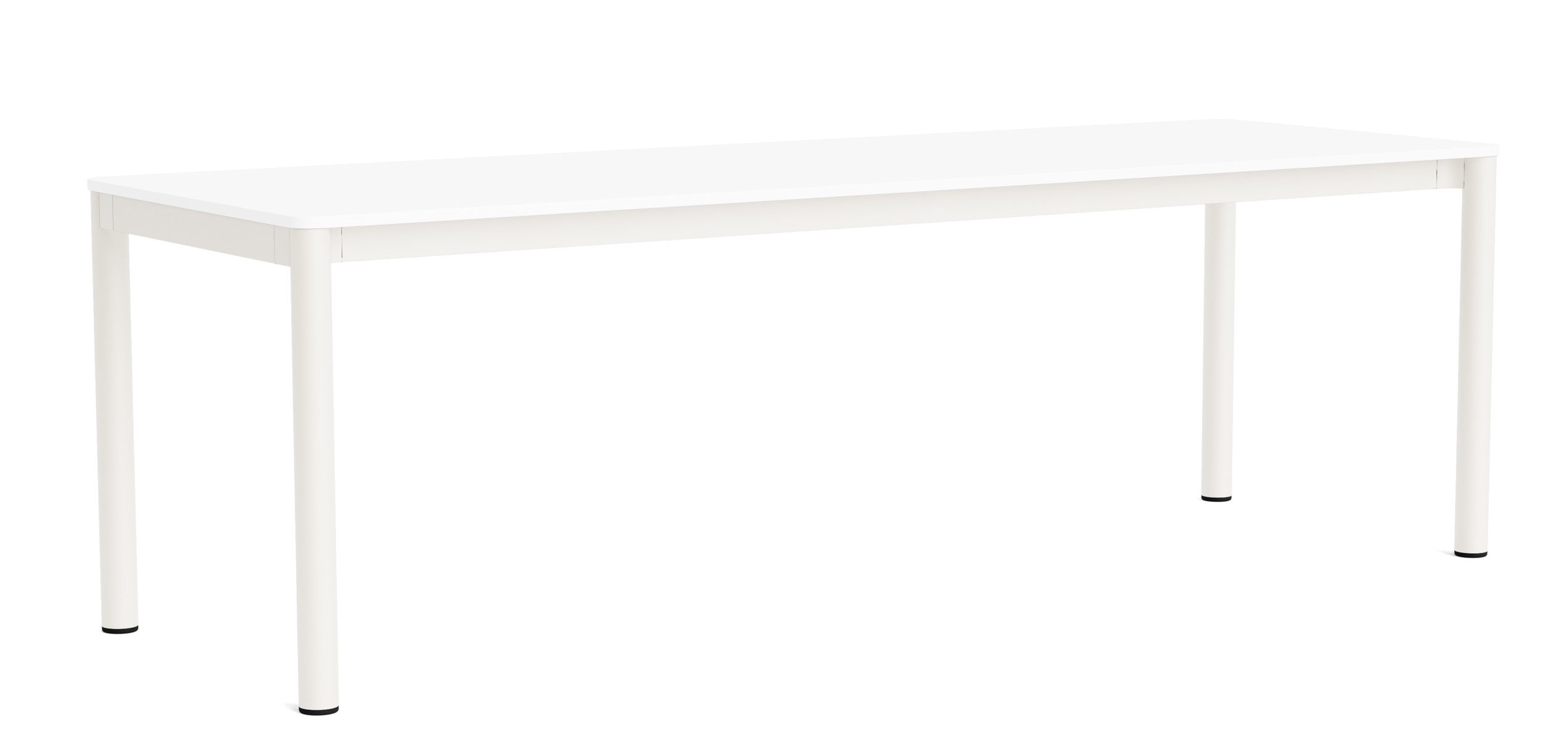 Weißer Annex Esstisch von Hay mit minimalistischem Design und rechteckiger Tischplatte auf vier Beinen.