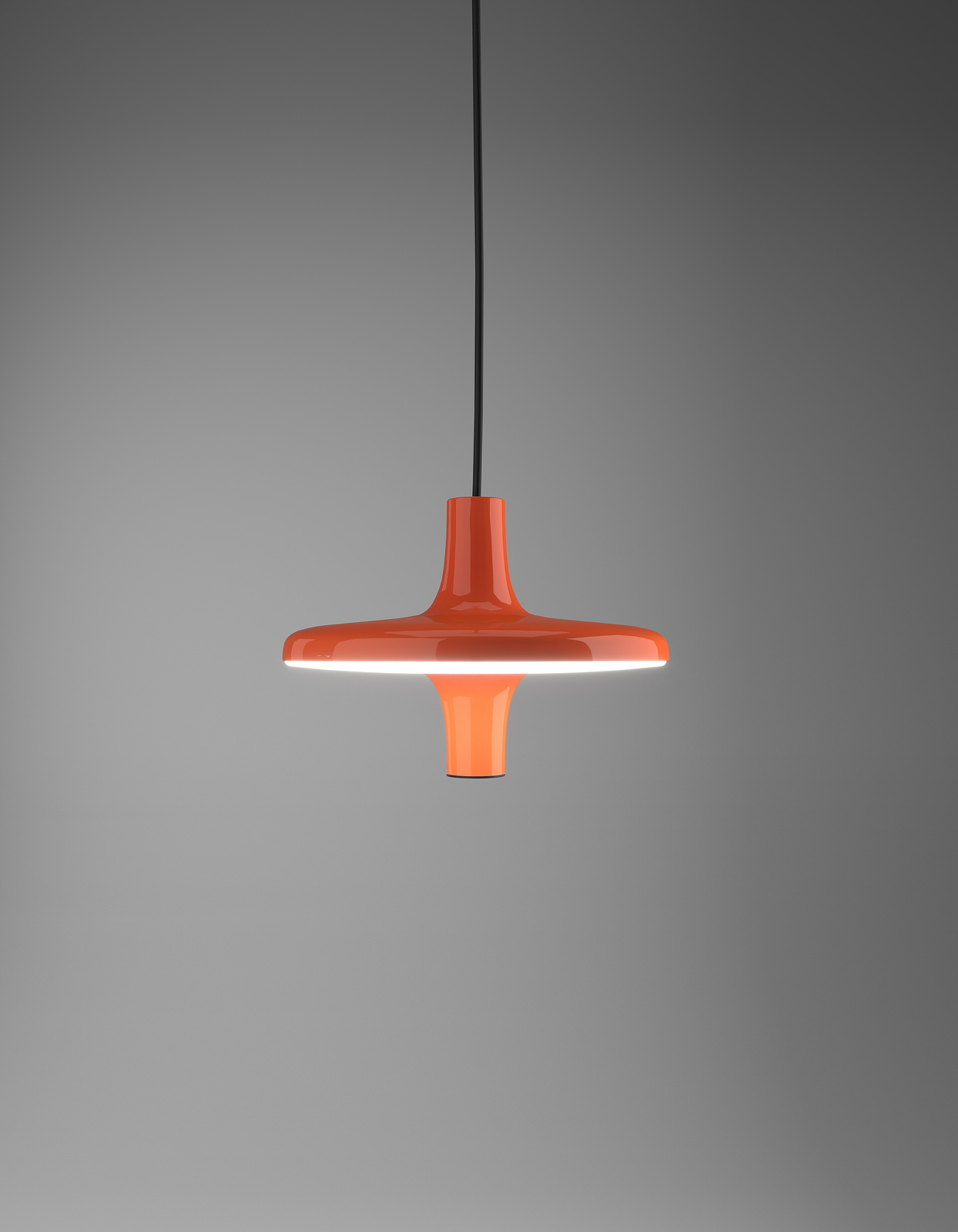 Avro Hängeleuchte von Martinelli Luce, orangefarbene Designerlampe mit LED-Beleuchtung, moderne Pendelleuchte für Wohnzimmer und Essbereich.
