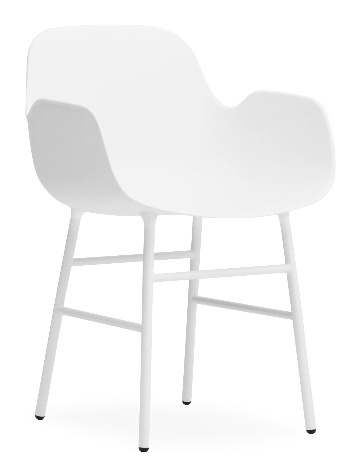 Form Armchair Lehnstuhl von Normann Copenhagen, grauer Design-Sessel mit Stahlbeinen, modernes Möbelstück für Wohnzimmer.