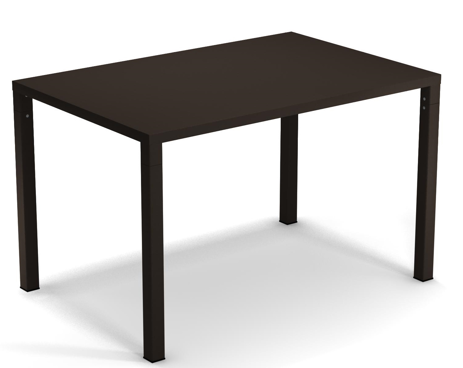 Nova Tisch Outdoor Emu: Moderner, rechteckiger Gartentisch in Taupe mit minimalistischem Design und vierkantigen Beinen.