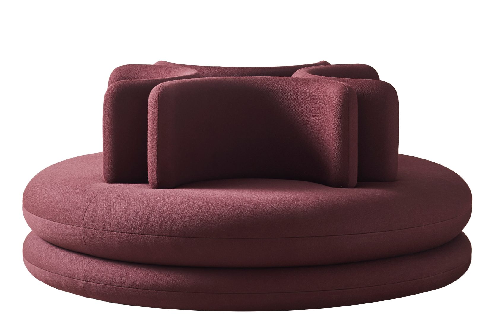Easy Sofa Verpan in Pflaume: Rundes, modulares Sofa mit weichen Kissen und modernem Design.