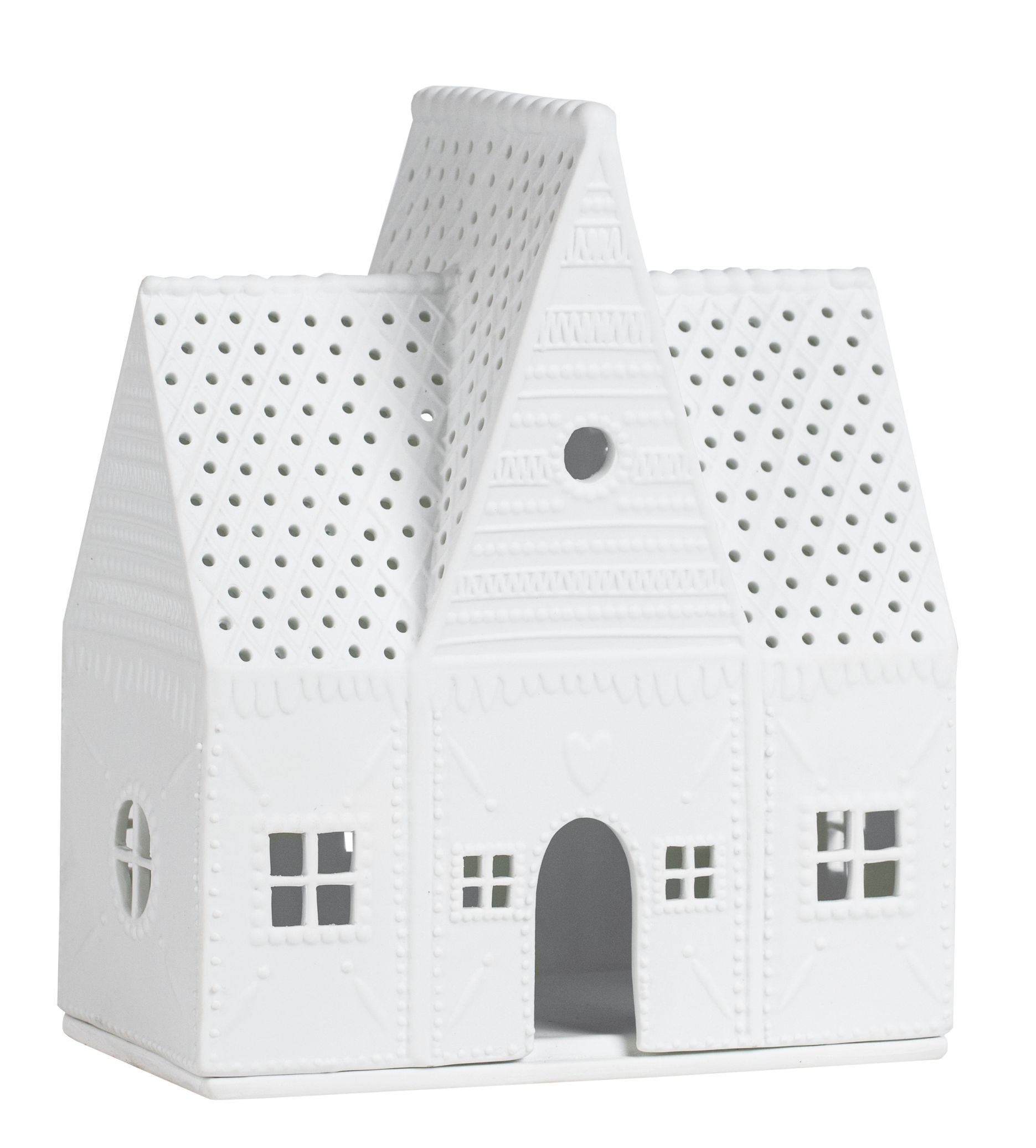 Weißes Lebkuchen Lichthaus von Räder, Keramik Windlicht für stimmungsvolle Weihnachtsdeko.