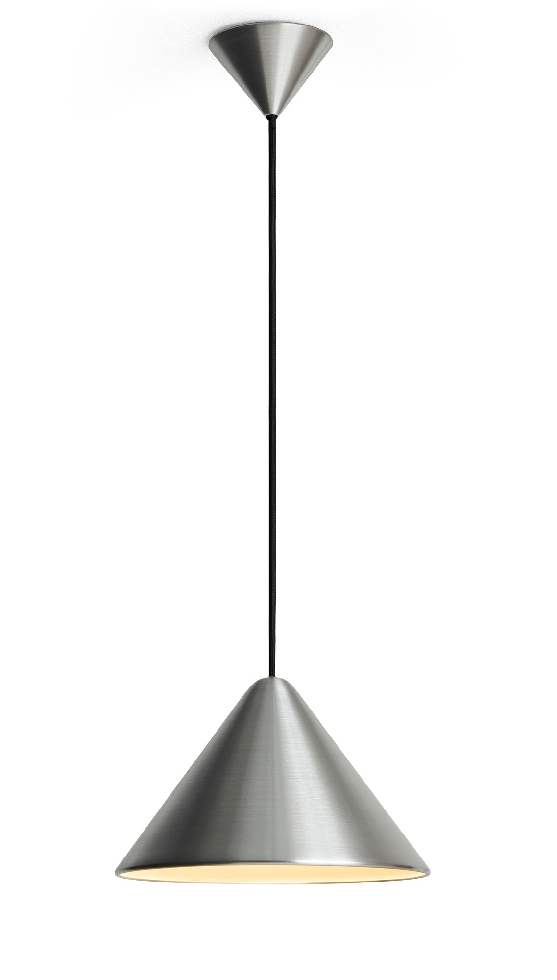 Compass Pendelleuchte von Hay, 260mm, gebürstetes Aluminium, moderne Hängelampe für Wohnzimmer und Essbereich.