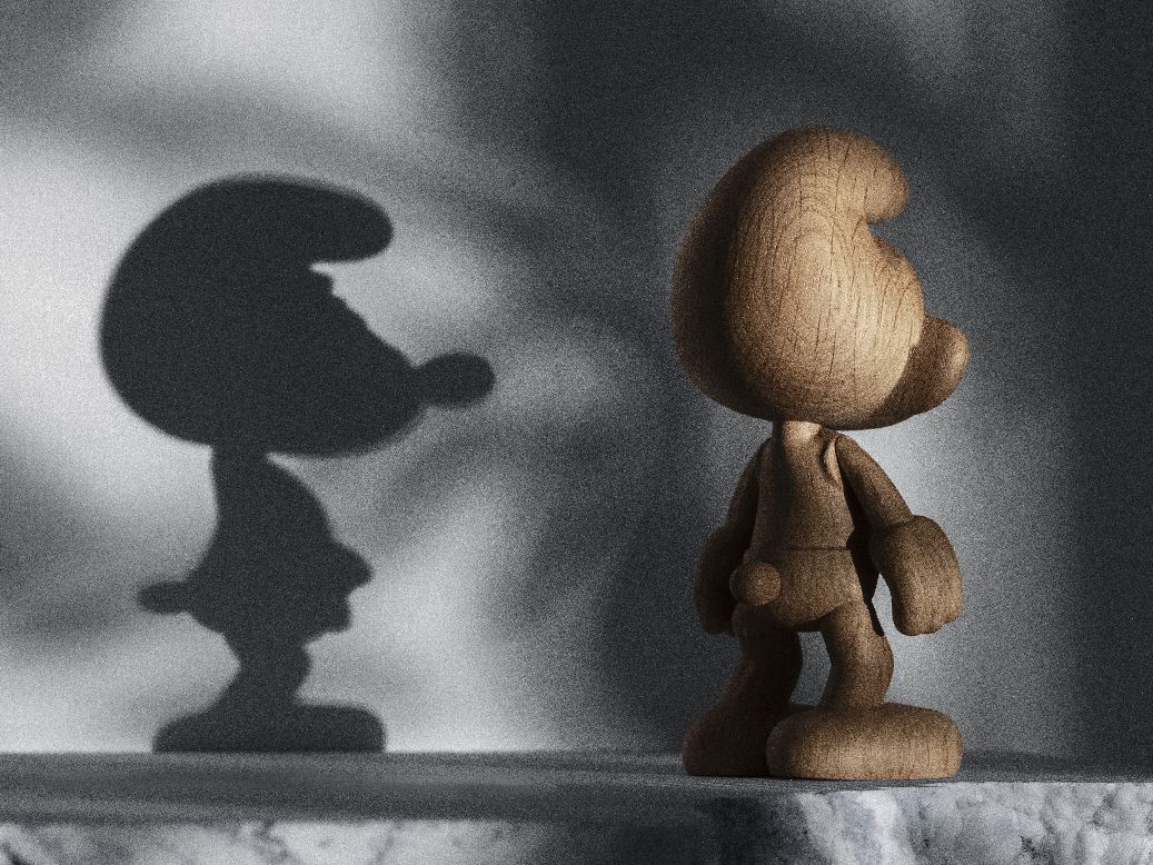 Smurf klein houten beeldje uit de Boyhood