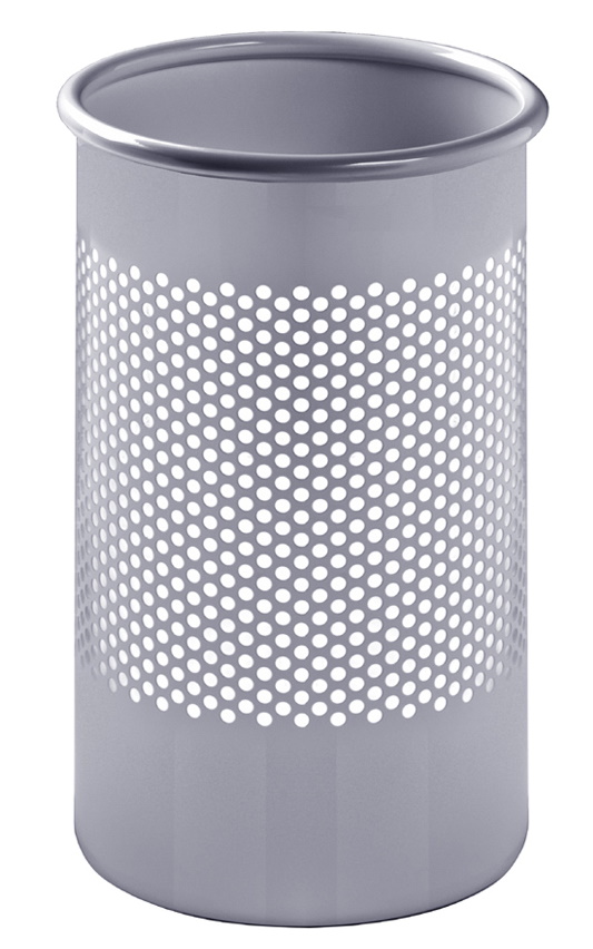 Cribbio Schirmständer/Papierkorb von Rexite, zylinderförmig, grau, mit Lochmuster, ideal für Büro und Zuhause.