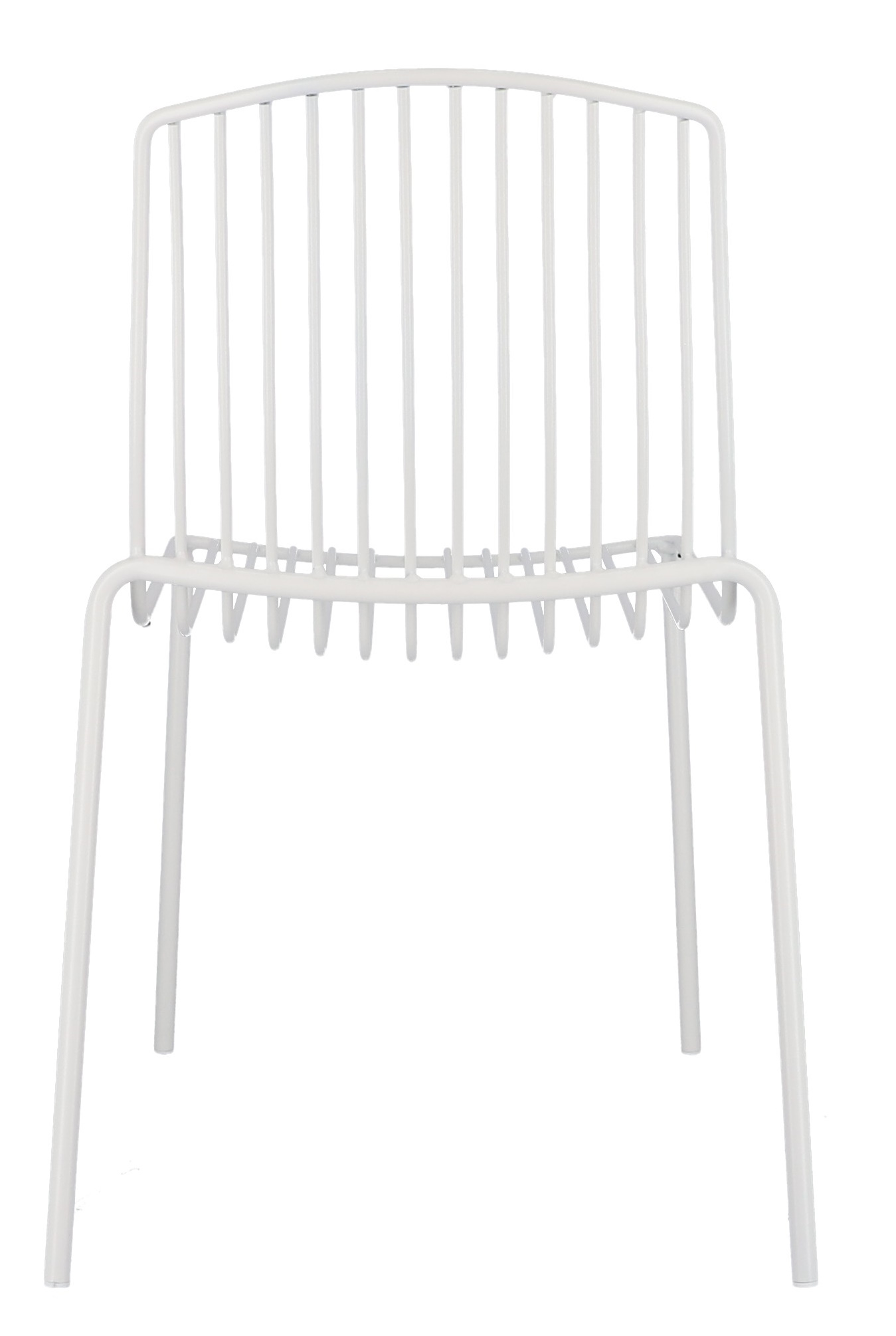 Weißer Mori Stuhl von Jan Kurtz für den Außenbereich, minimalistisches Design mit filigranem Metallgestell.