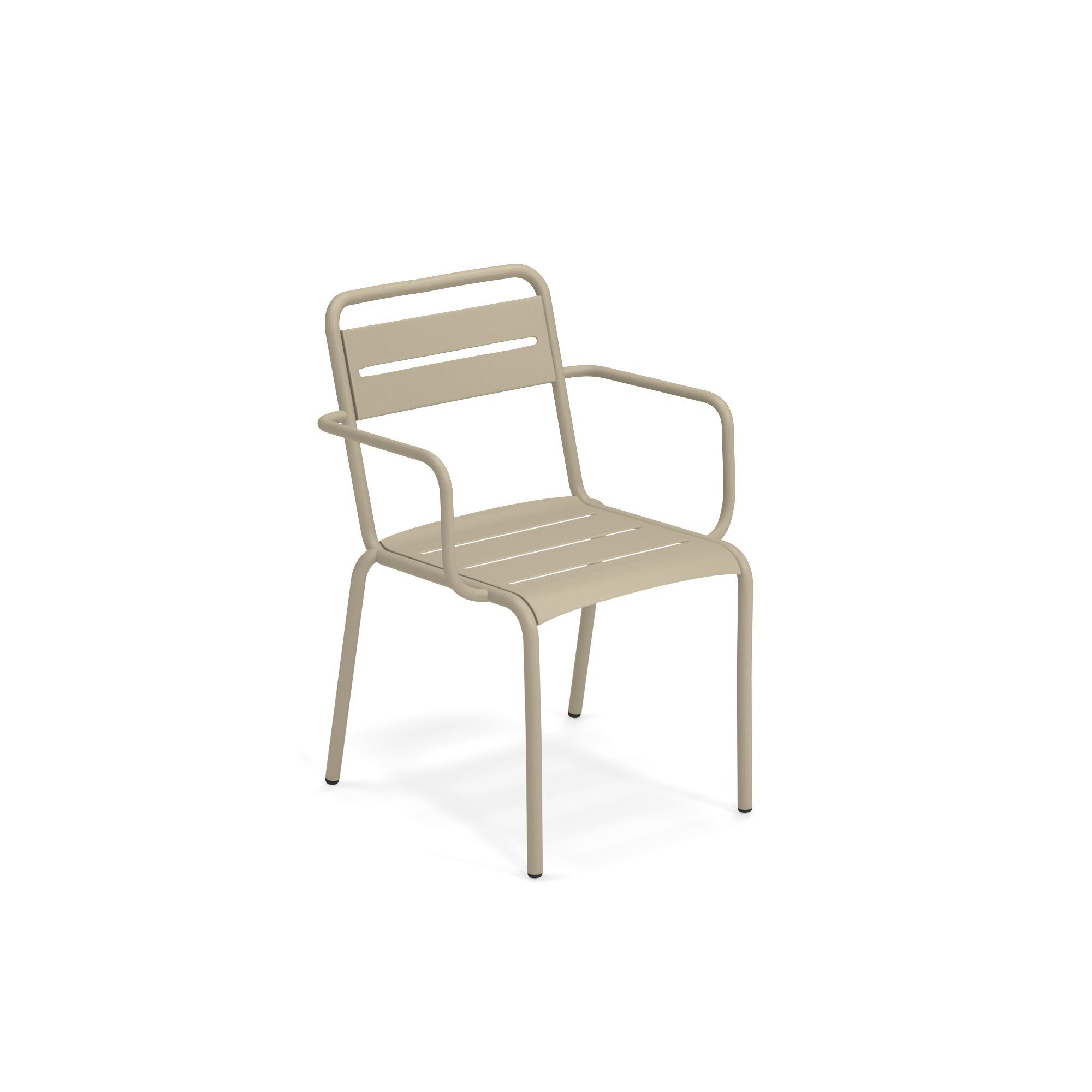 Emu Star Armlehnstuhl aus Metall in Beige, Gartenstuhl für den Außenbereich, bequemer Sitz.