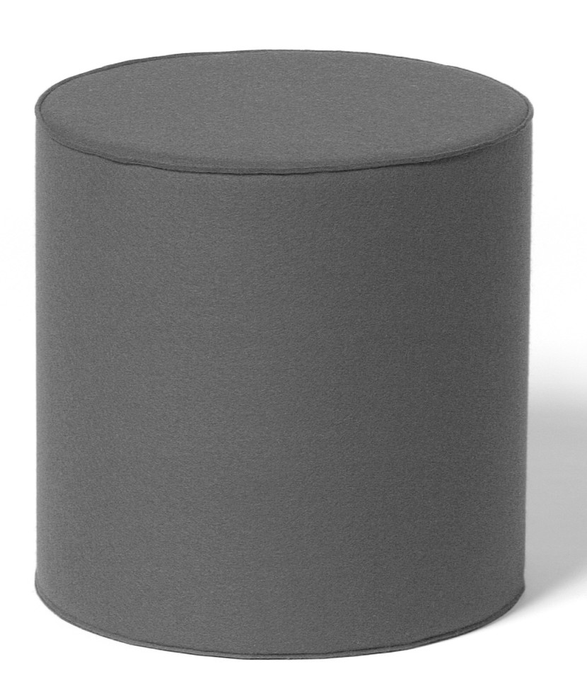 Grauer Rondo Hocker von HEY-SIGN by BWF Group, runder Sitzhocker aus Filz, modernes Sitzmöbel.