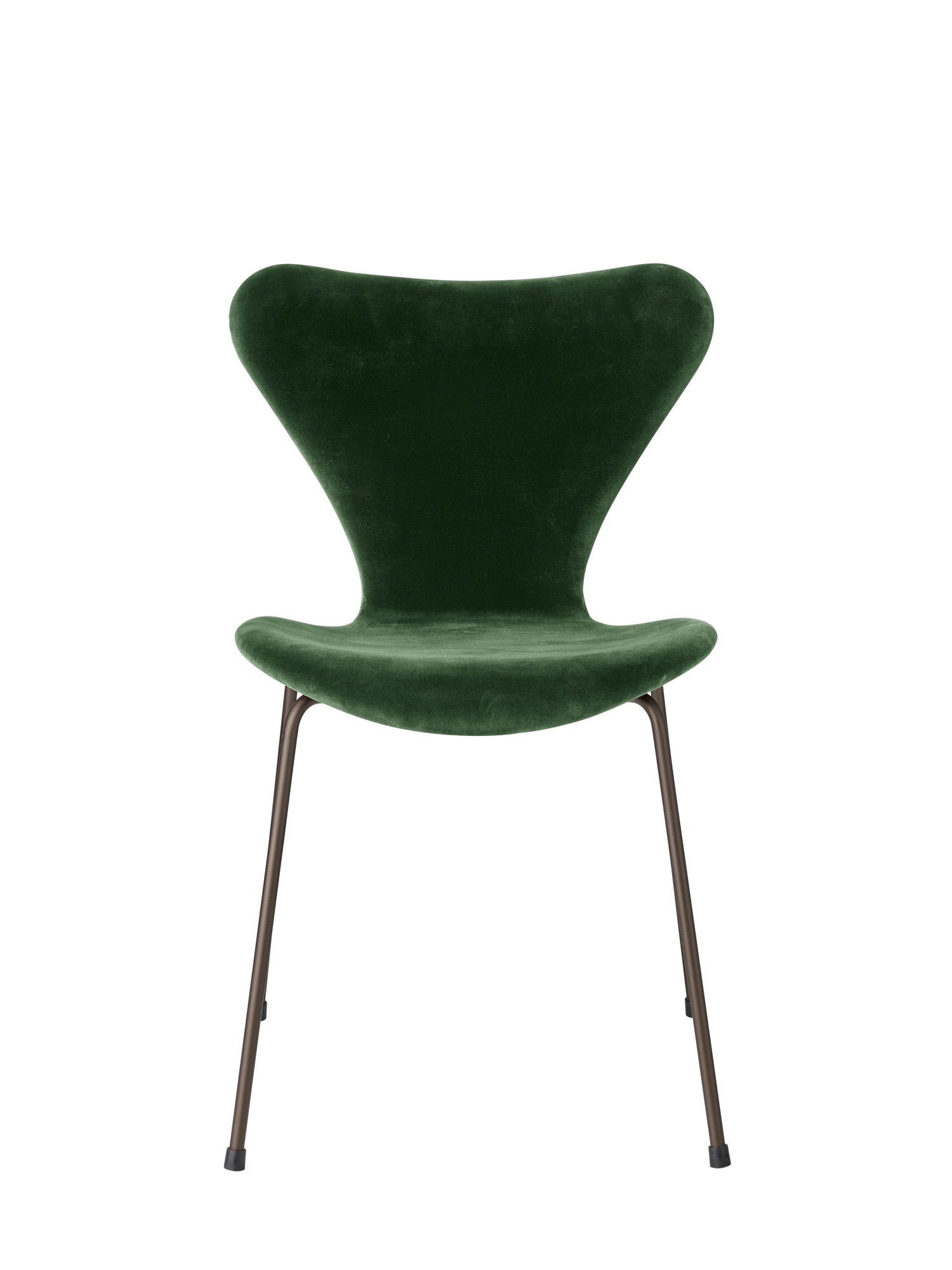 Series 7 Stuhl, Modell 3107, vollgepolstert mit Samtstoff in Waldgrün. Fritz Hansen Design.