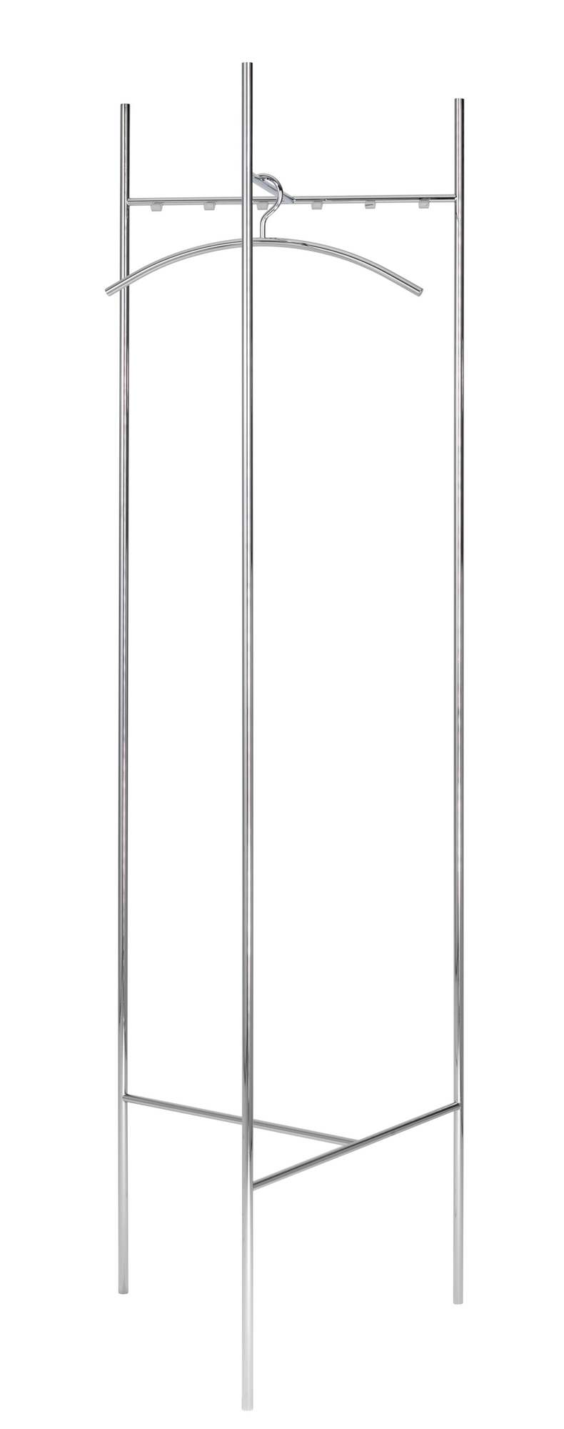 Schönbuch Sketch Garderobenständer aus verchromtem Stahl mit Kleiderbügel, moderne und minimalistische Flurgarderobe für Jacken und Mäntel.