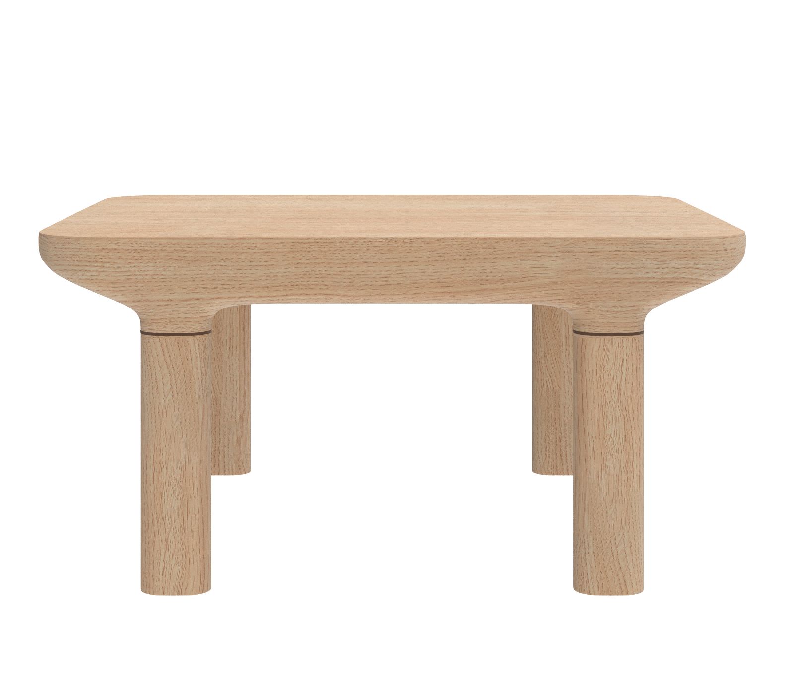 Camille Couchtisch von Hartô aus hellem Holz, quadratische Tischplatte mit abgerundeten Ecken.