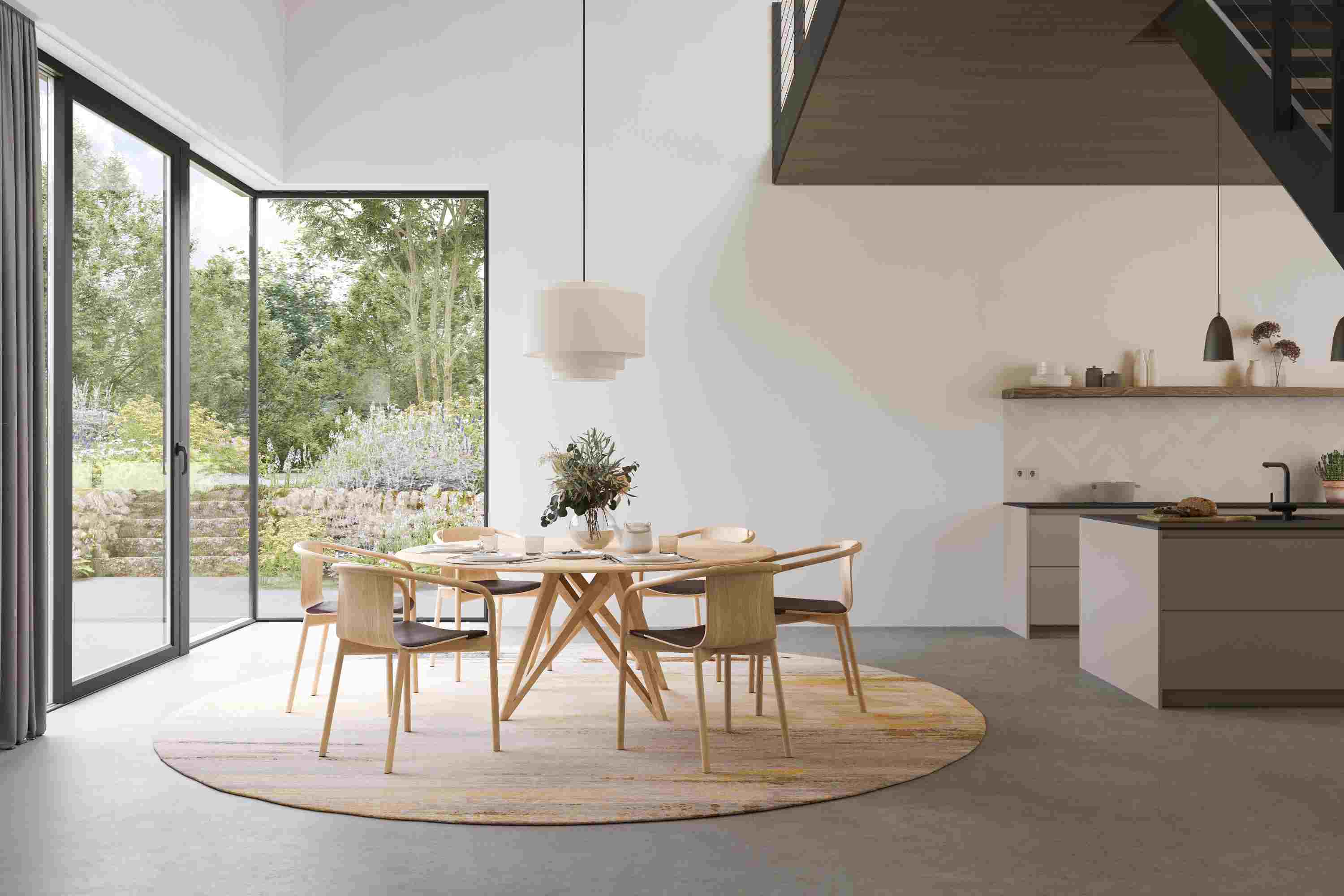 Osuu Chair von Walter Knoll aus Holz um einen Esstisch in modernem Esszimmer.