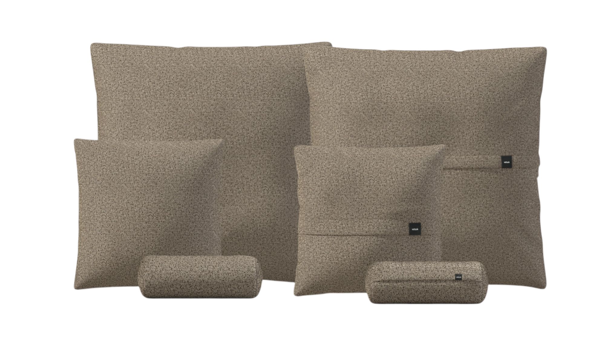Vetsak Kissen Set, 6-teilig, in Beige mit verschiedenen Größen für Sofa, Bett und Wohnzimmer.