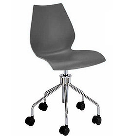 Grauer Maui Drehstuhl von Kartell mit Gasfeder und Rollen, moderner Bürostuhl.