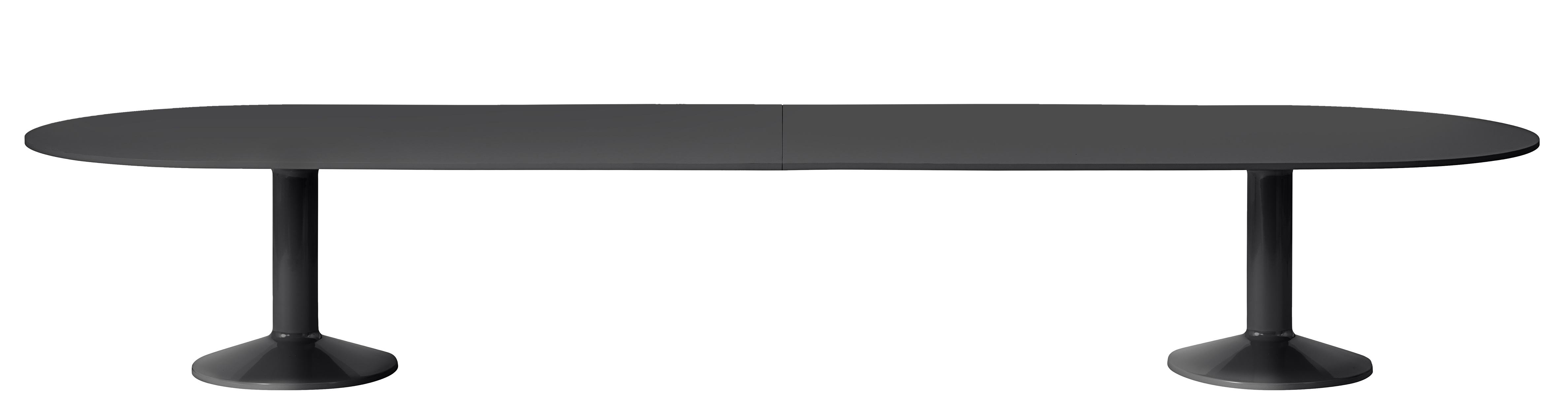 Muuto Midst Konferenztisch, oval, schwarz, modernes Design für Besprechungsräume und Büros.