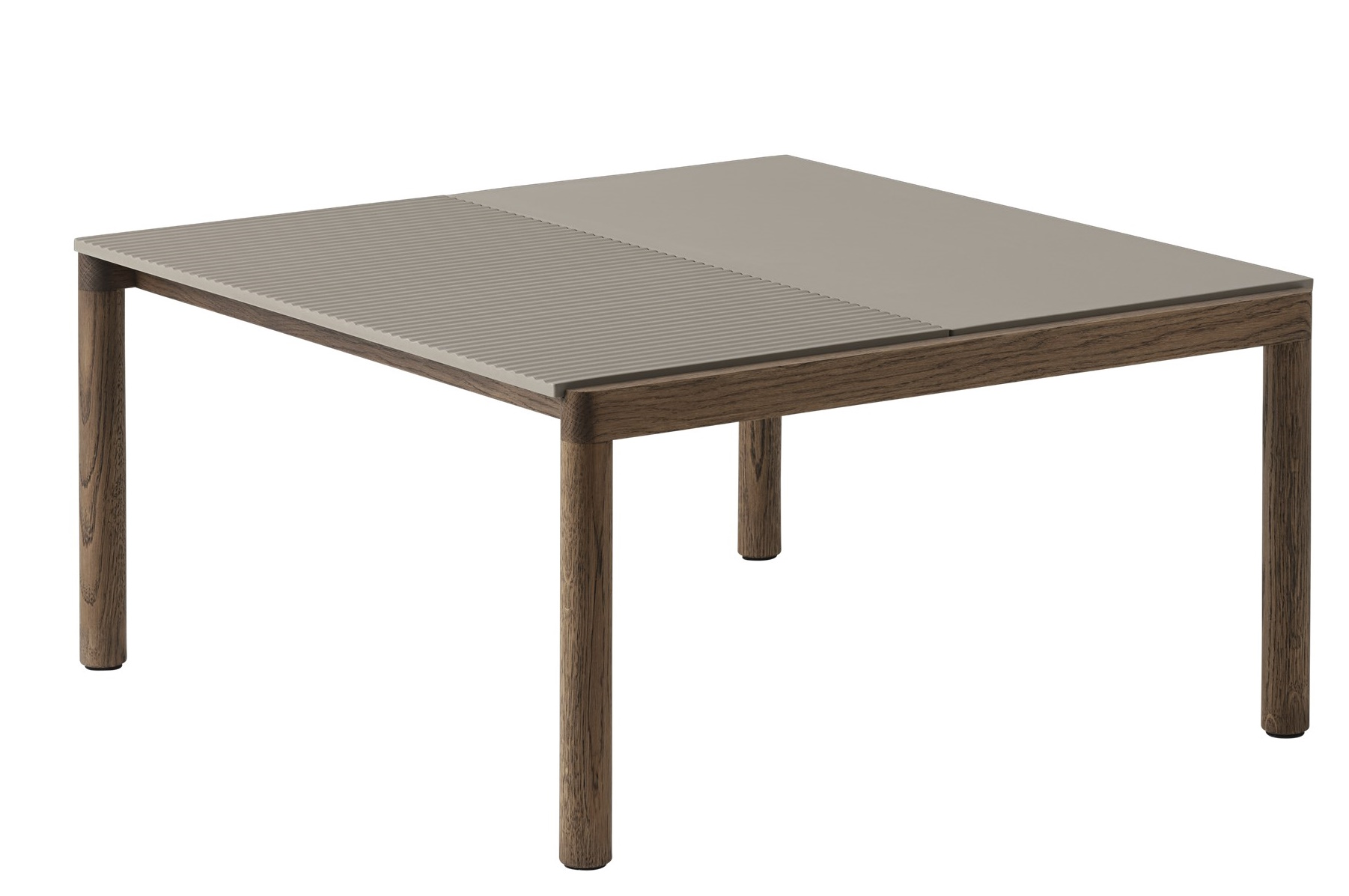 Muuto Couple Coffee Table Couchtisch mit Holzrahmen und grauer Tischplatte, modernes Wohnzimmer Möbel.