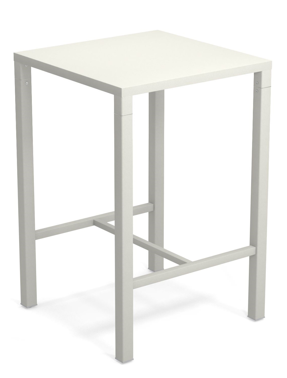 Quadratischer, weißer Nova Hochtisch von Emu für den Außenbereich, ideal für Garten, Terrasse und Balkon.