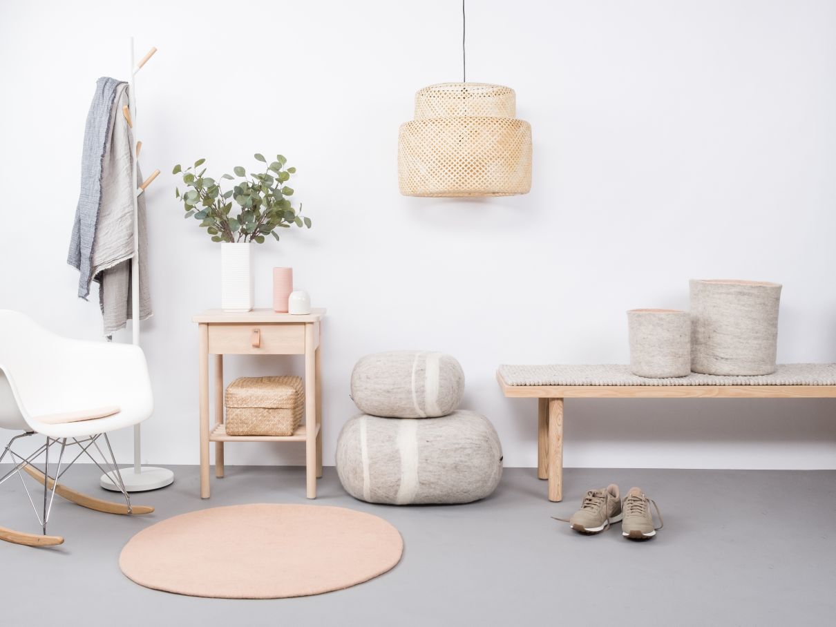 Mono rond vilten tapijt Ø 160 cm myfelt  Merle (roze)
